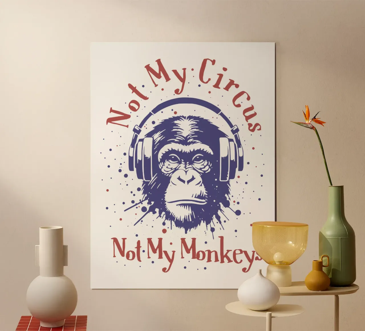 Non il mio circo (Non le mie scimmie) poster con telaio in legno da Gunawan Rb