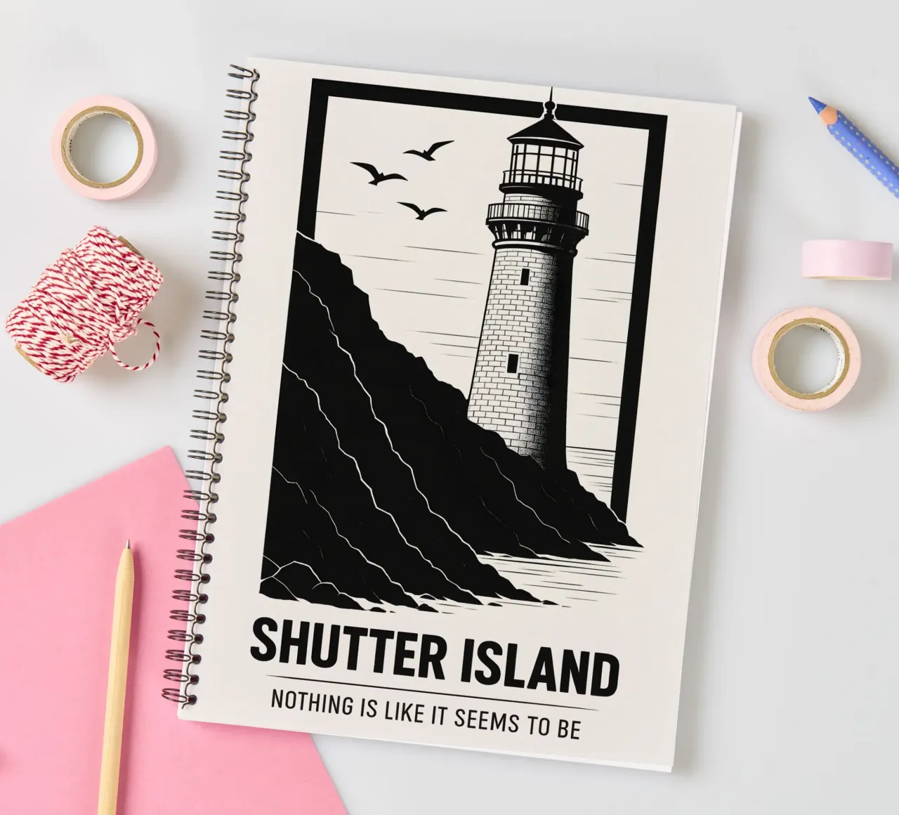 Shutter Island Print spiral notebook by MoviesArt