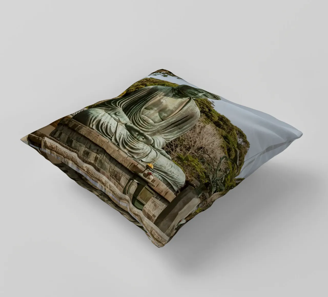 Giant Buddha in Kamakura - Japan decorative cushion by Marcel Bisig