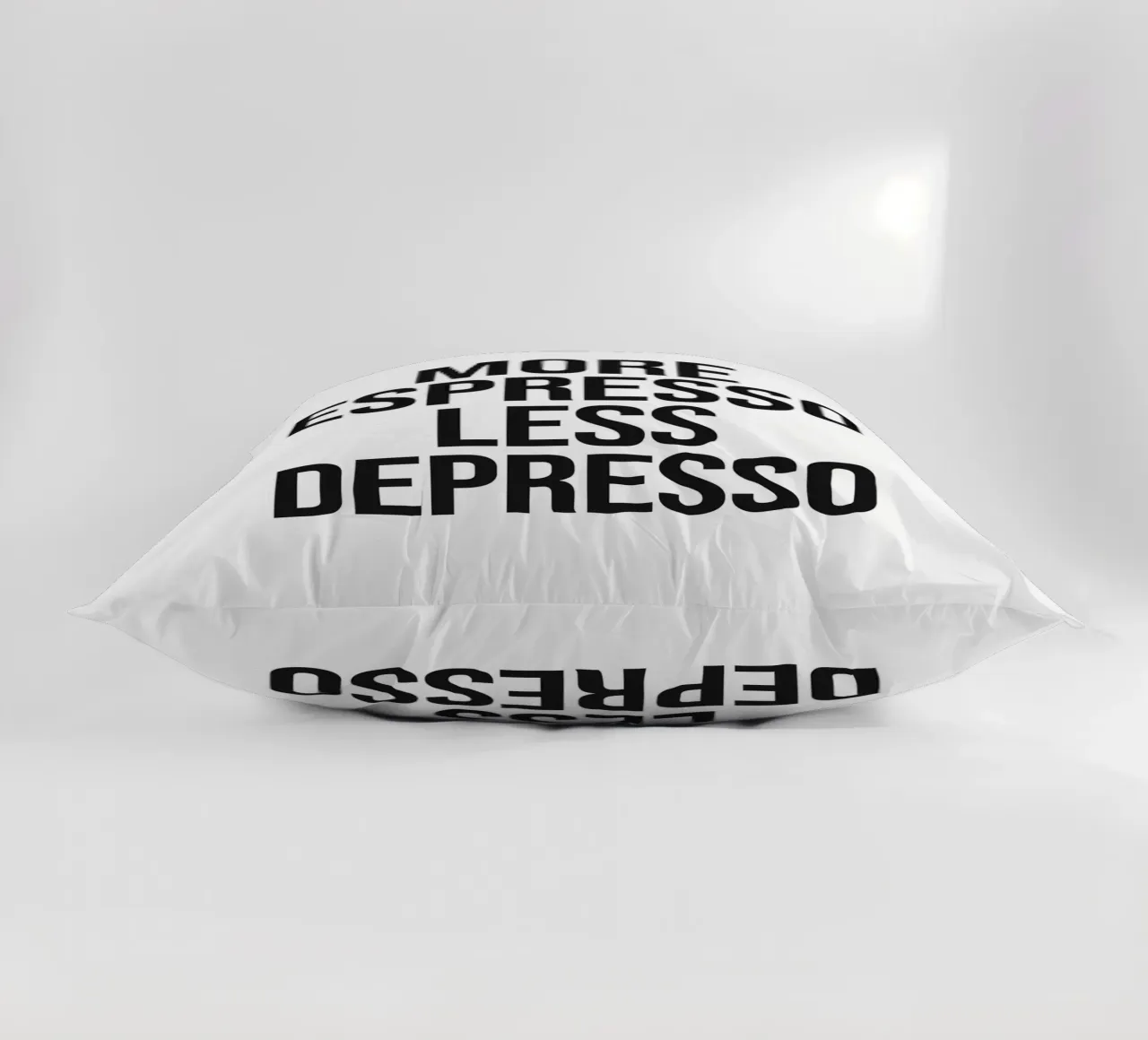 More Espresso Less Depresso quote cuscino da Paigaam Studio