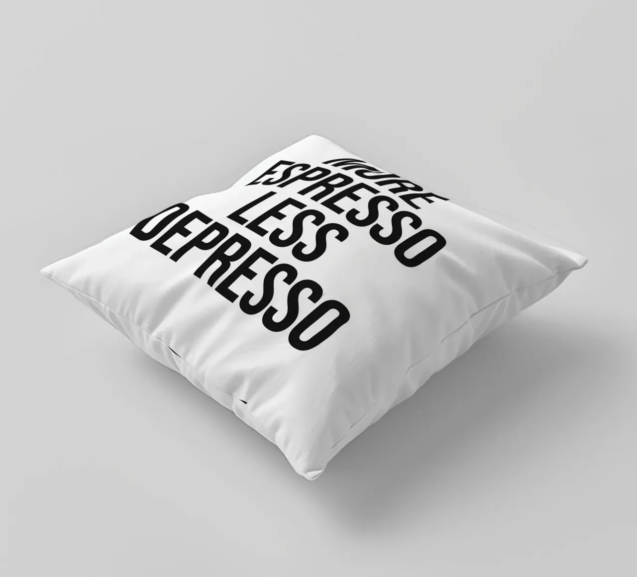 More Espresso Less Depresso quote cuscino da Paigaam Studio