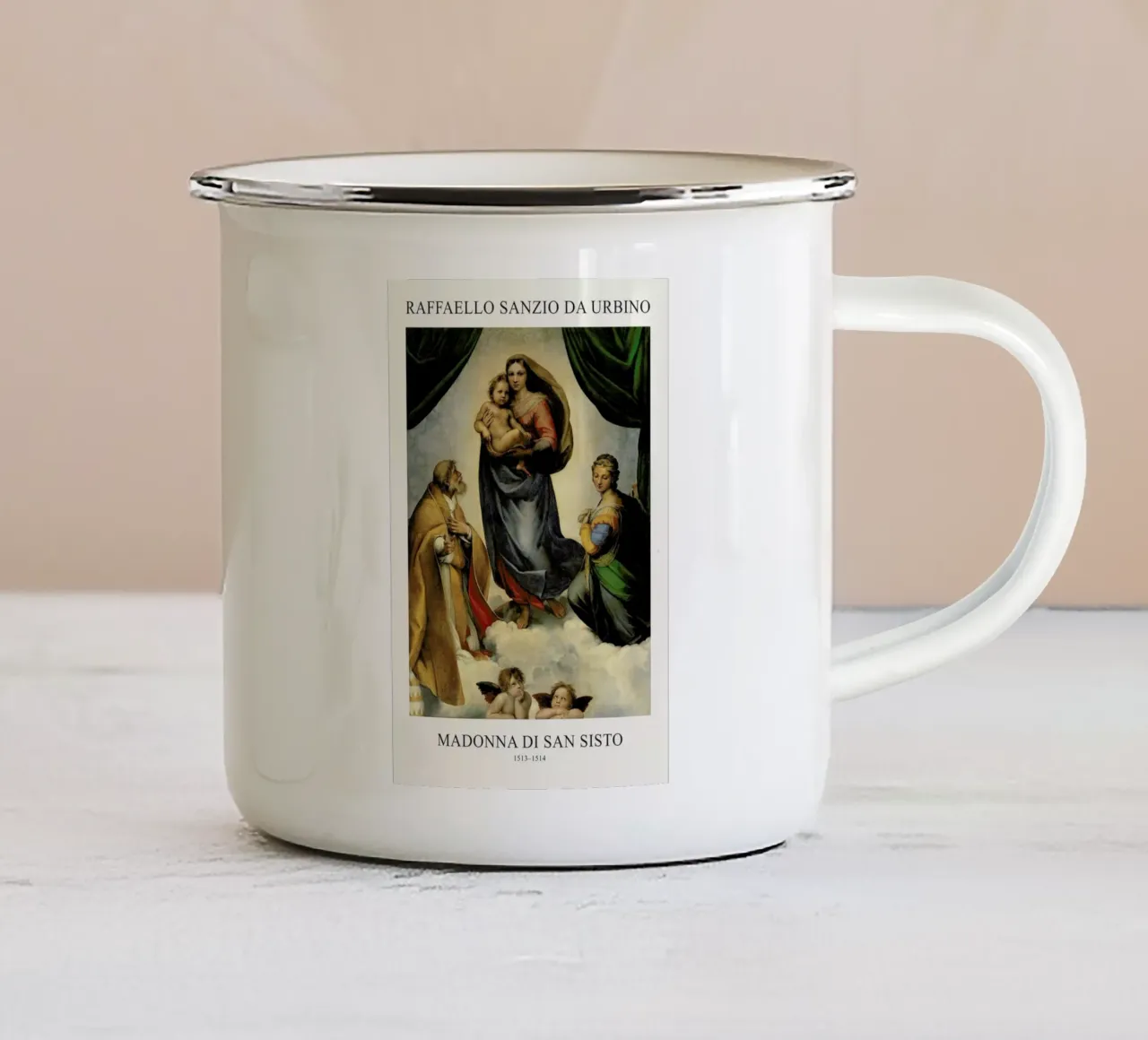Raphael - The Sistine Madonna tazza in smalto da Vintage by JUNIQE