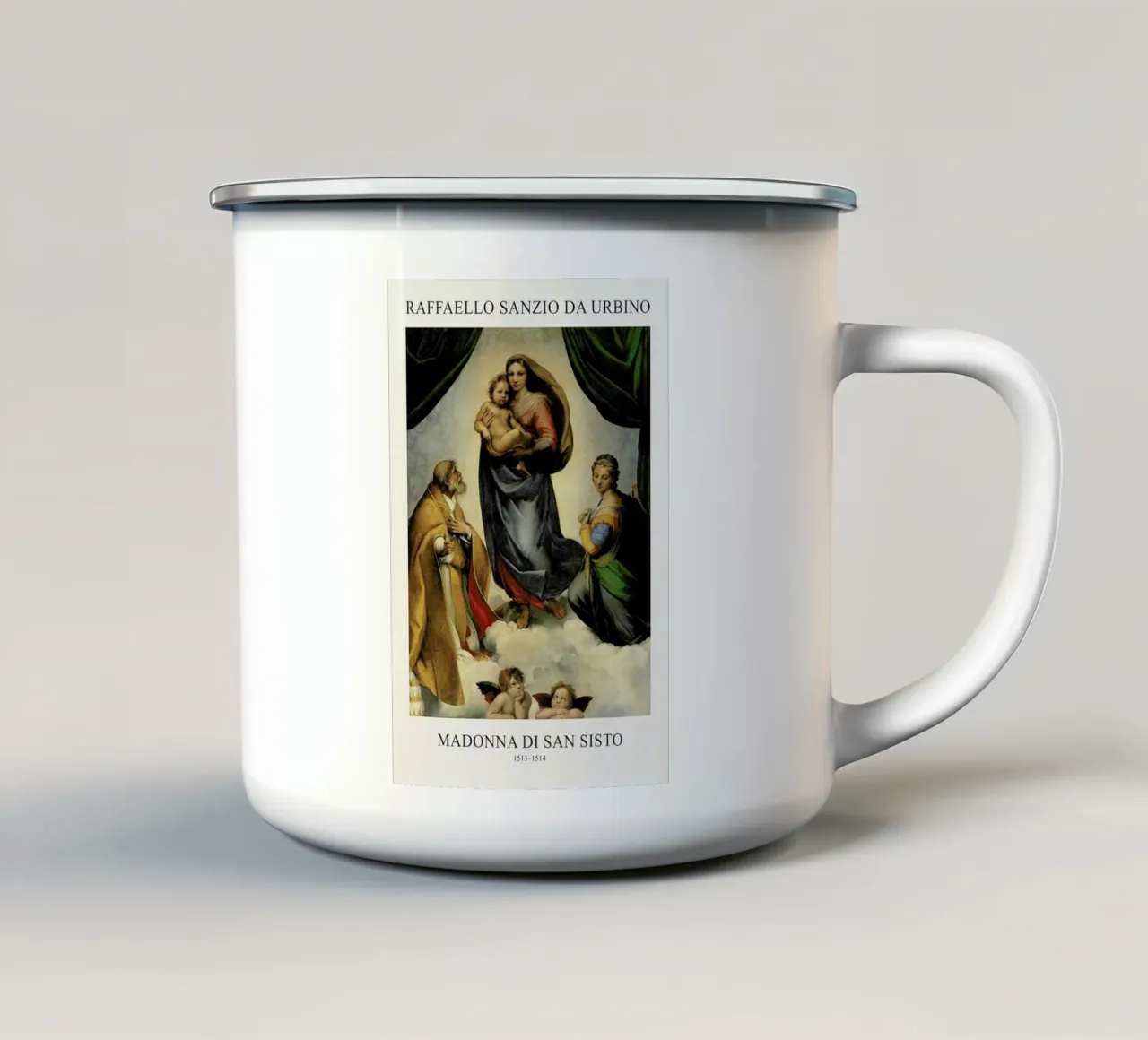 Raphael - The Sistine Madonna tazza in smalto da Vintage by JUNIQE