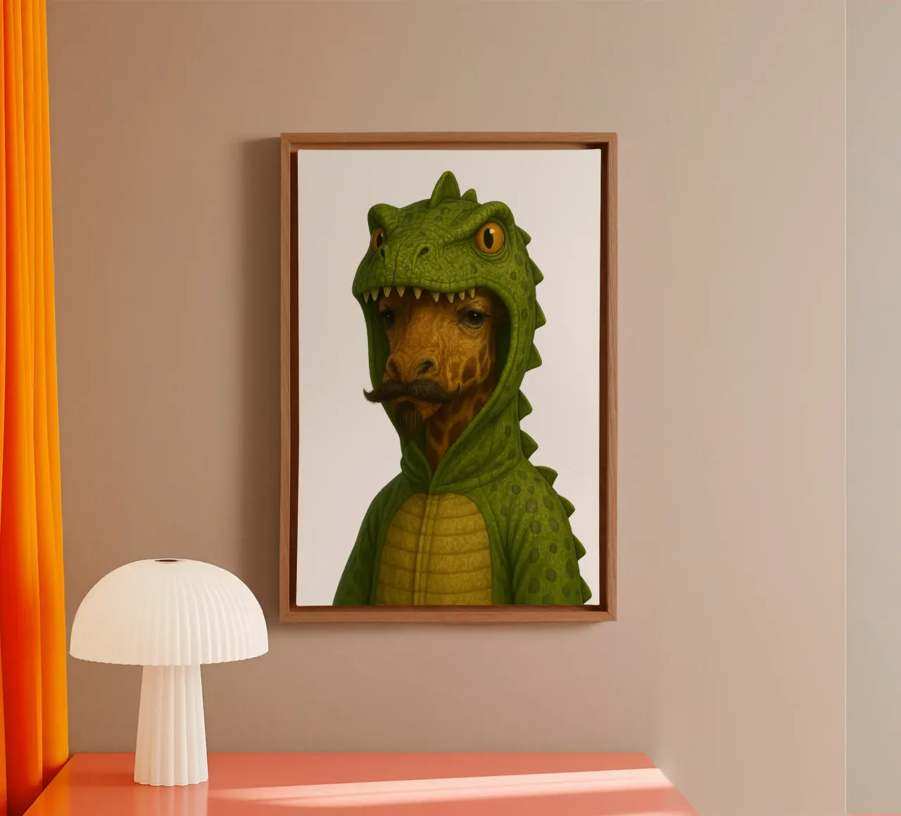 Giraffa T-Rex - Poster Dino a Brooklyn tela con Cornice a cassetta da So Cute Land - Affiches et posters