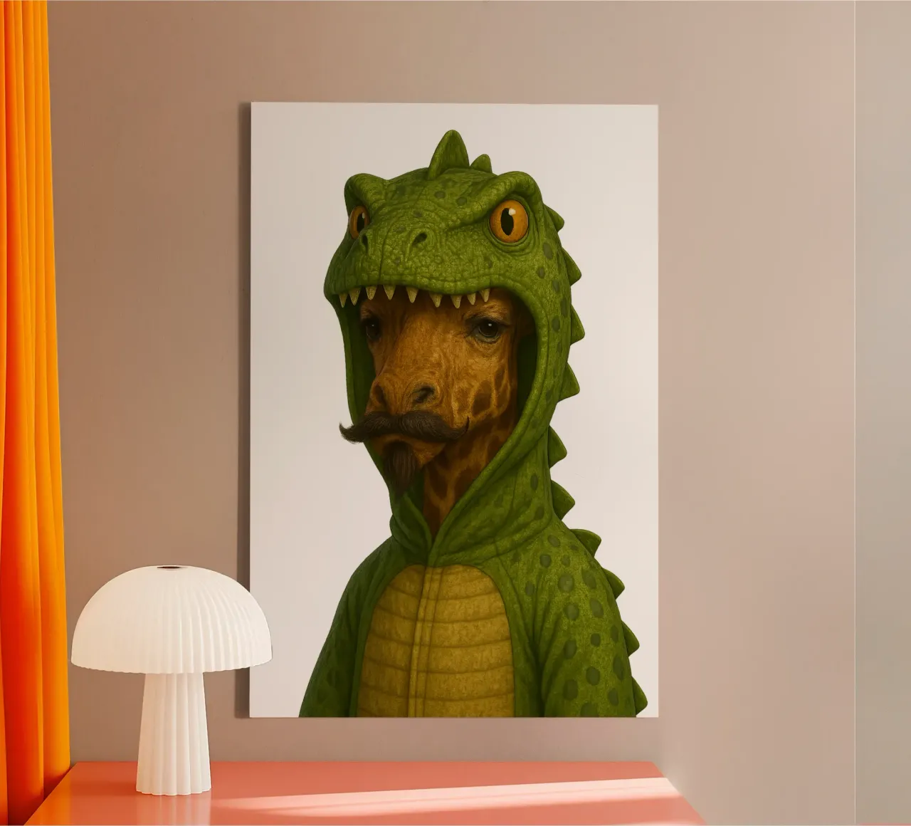 Giraffa T-Rex - Poster Dino a Brooklyn tela con Cornice a cassetta da So Cute Land - Affiches et posters