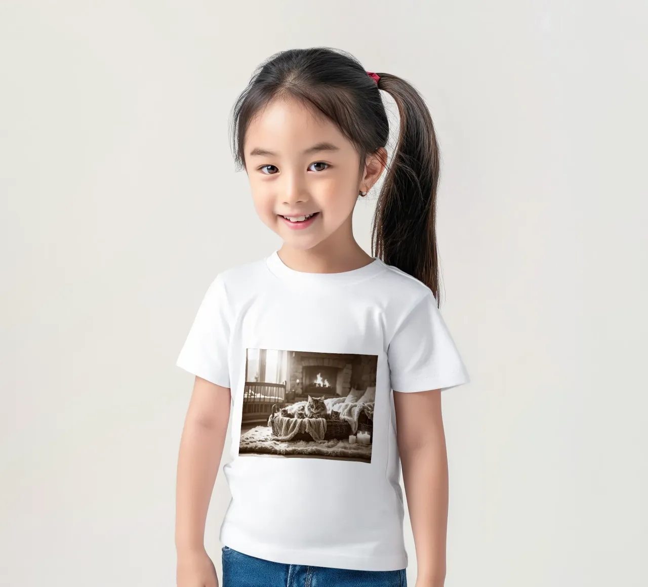 CHATTE ET TROIS CHATONS. Sépia kids t-shirt by Thierry vobmann photography