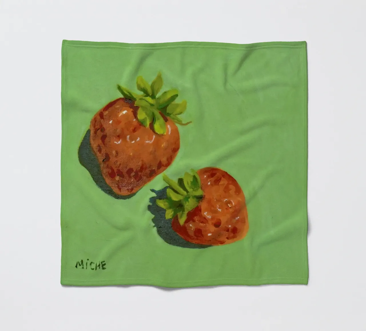 Strawberries fleece blanket by Miche Watkins