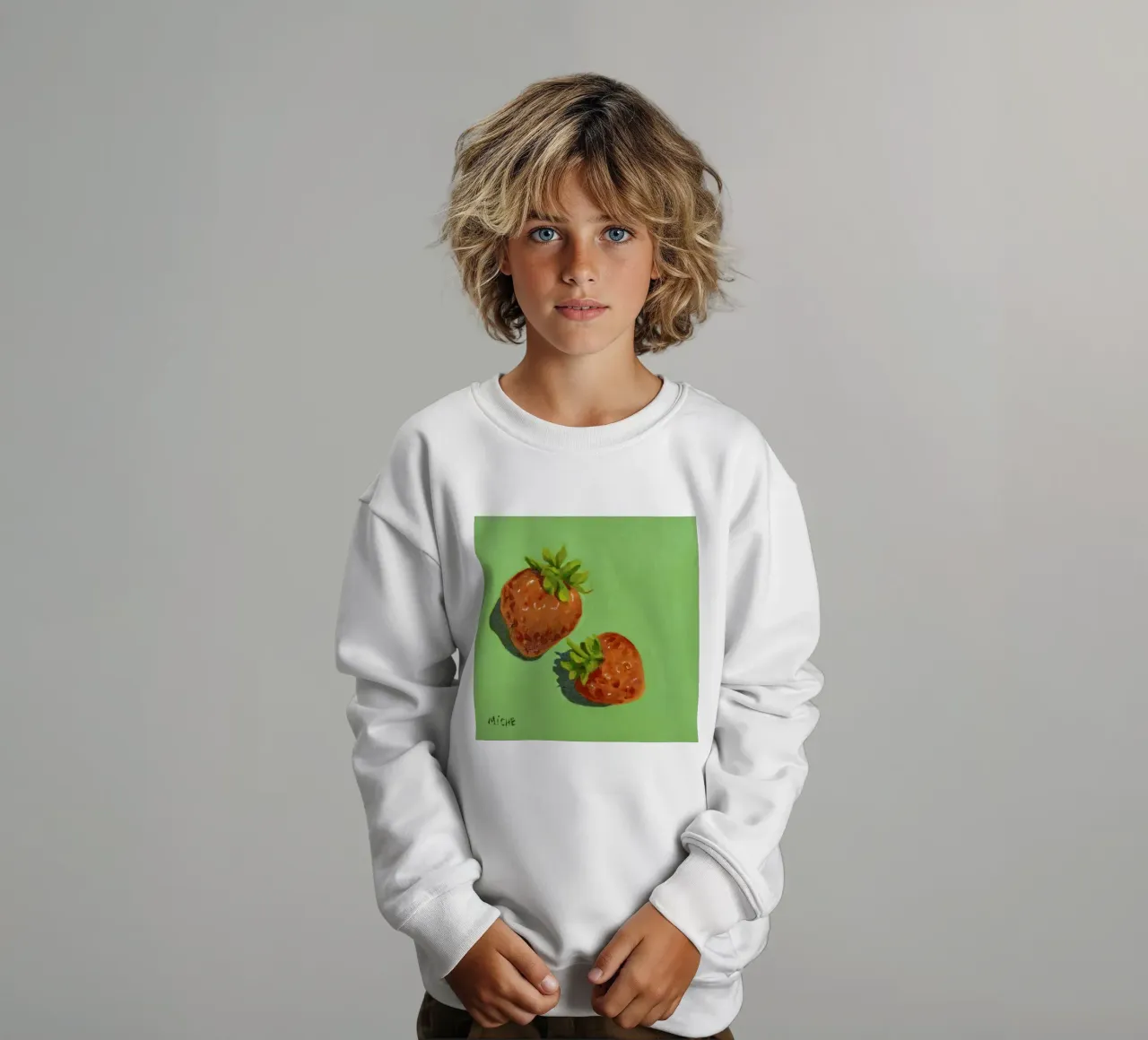 Strawberries kids sweatshirt by Miche Watkins