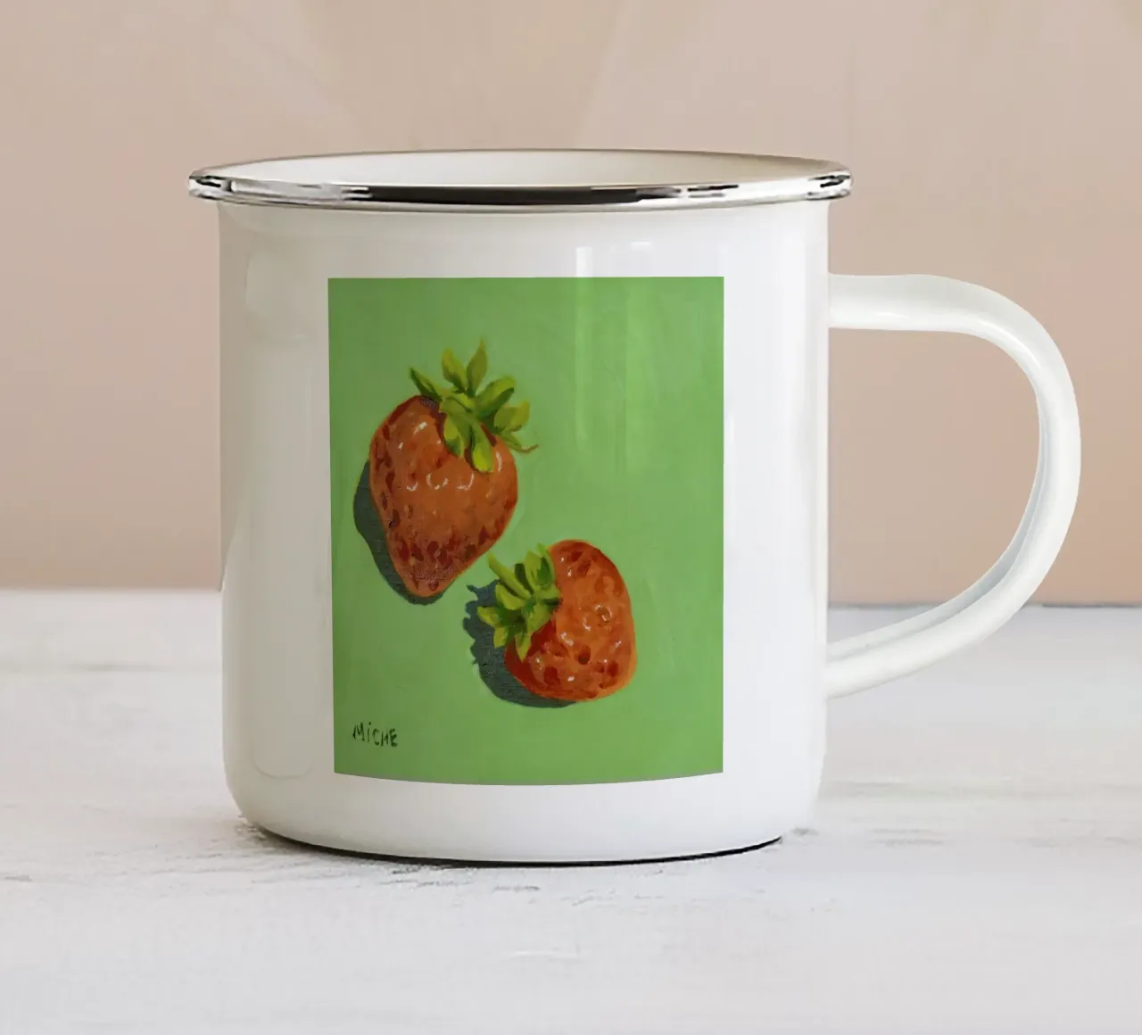 Strawberries tazza in smalto da Miche Watkins