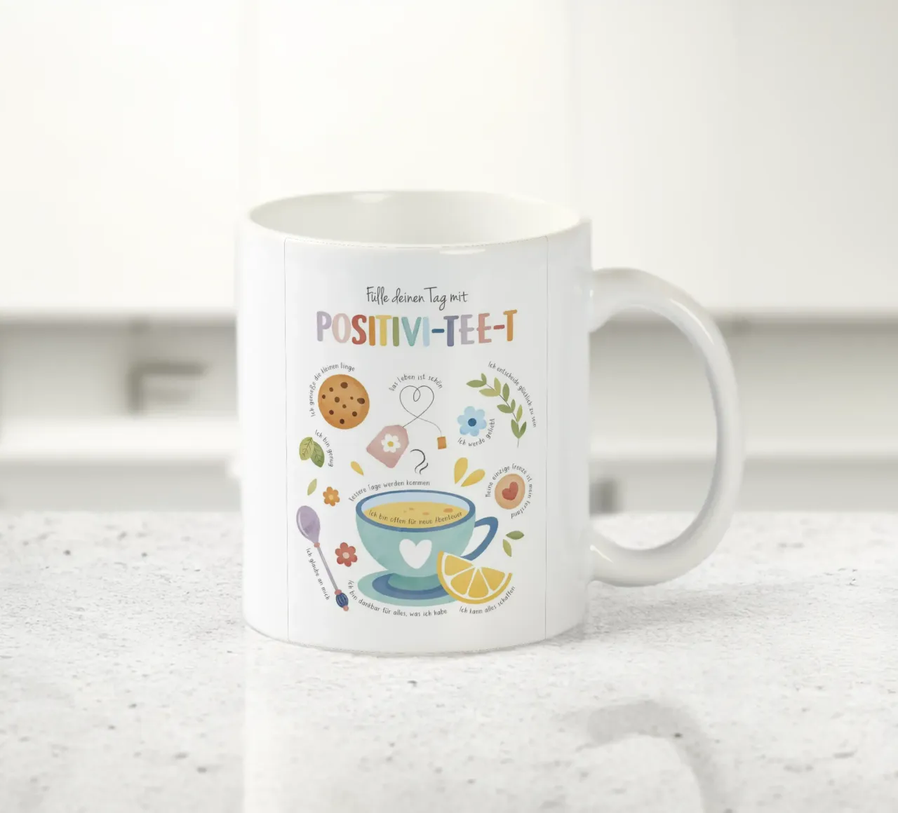 Positiviteit Print, Mindfulness, Regenboog Kindertherapie Print keramische mok van ABC Prints