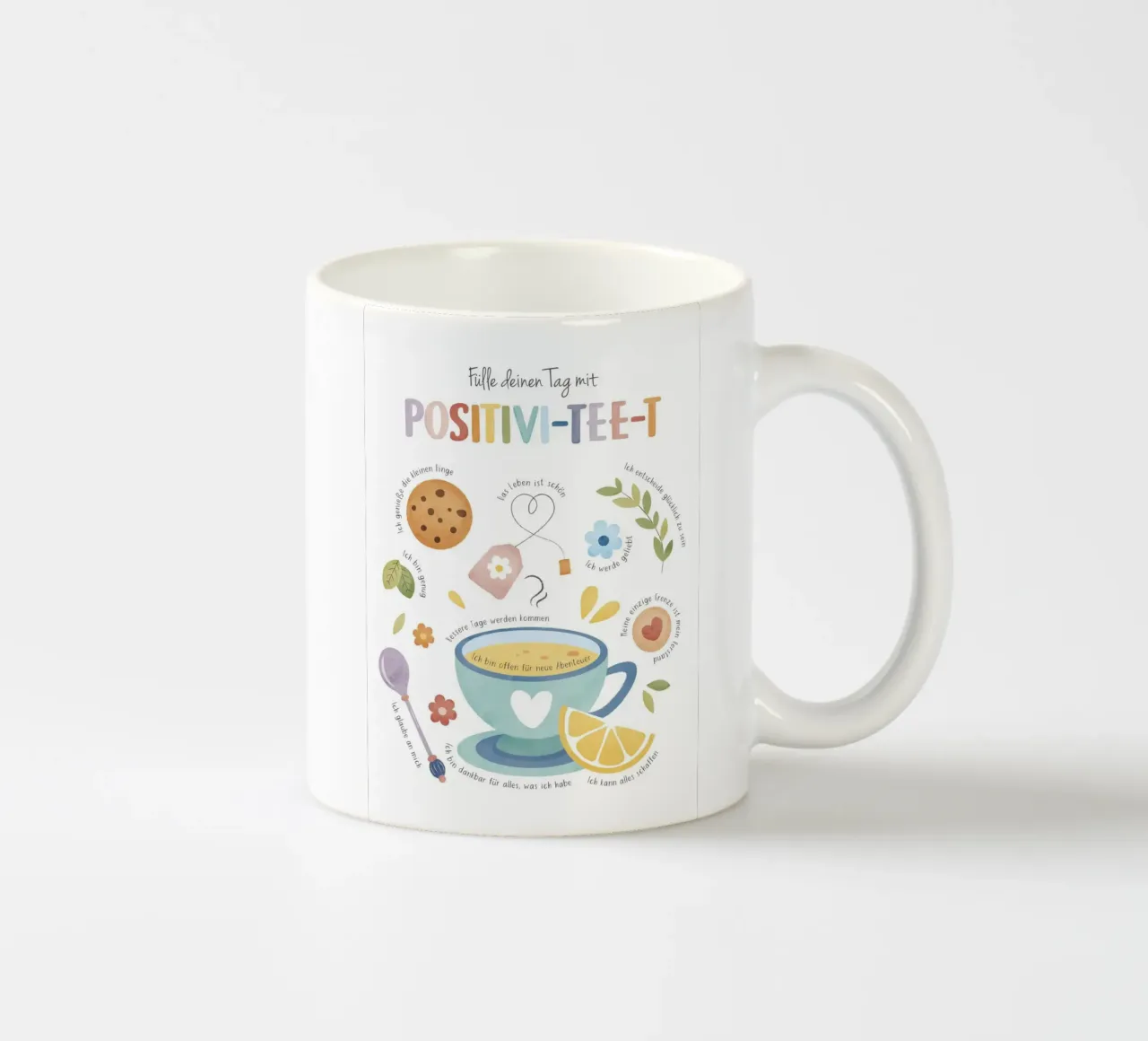 Positiviteit Print, Mindfulness, Regenboog Kindertherapie Print keramische mok van ABC Prints