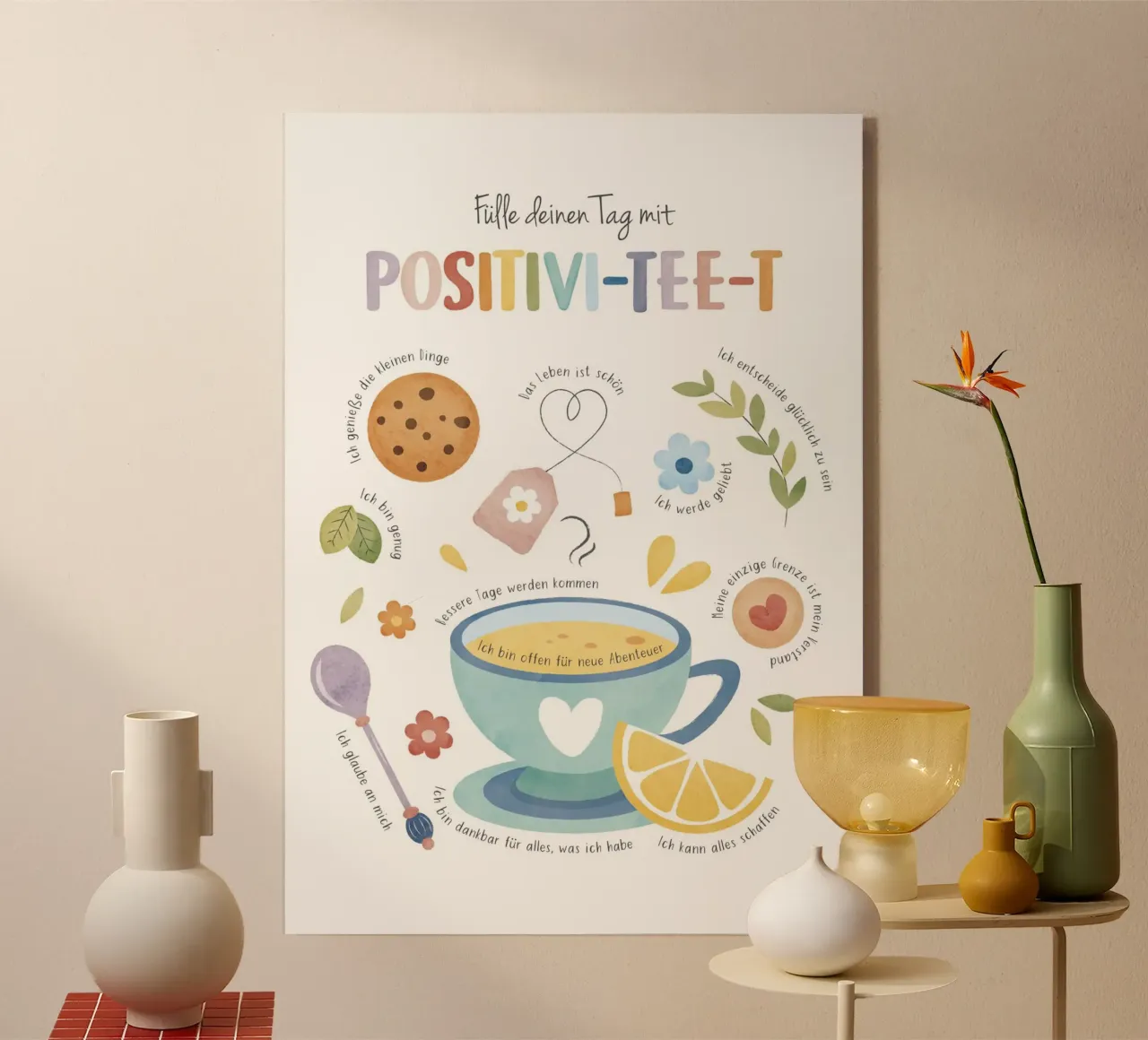 Positivity Print, Mindfulness, Rainbow Nursery Therapy Print metacrilato de ABC Prints