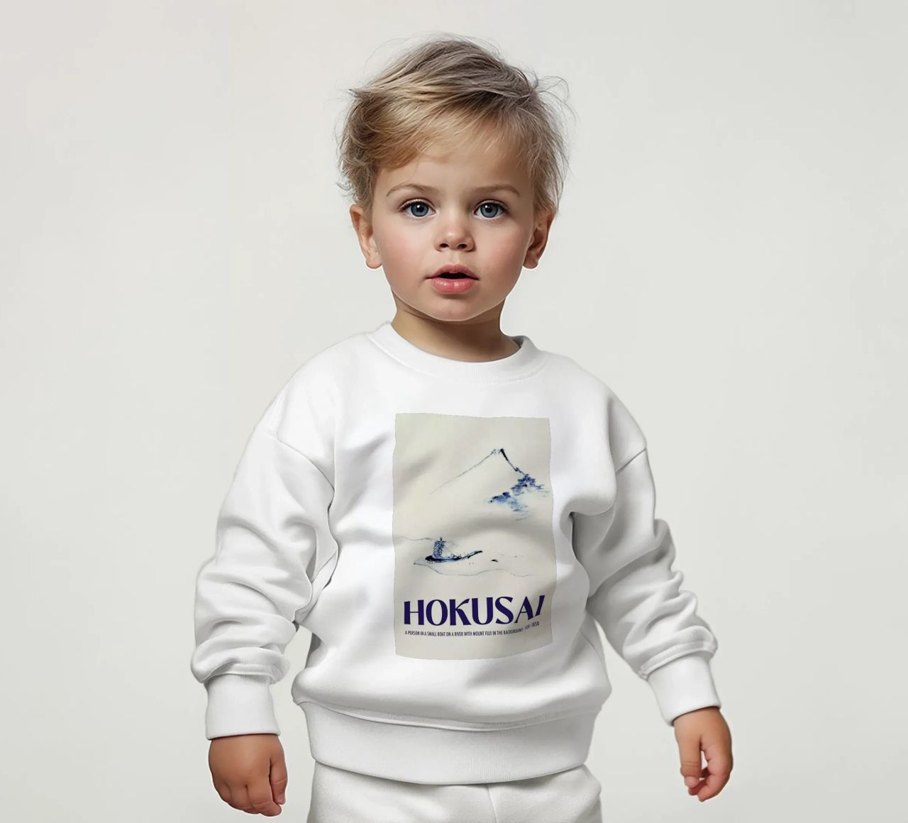 Hokusai - A Person in a Small Boat on a River with Mount Fuji in the Background III sweat pour bébé de Vintage by JUNIQE