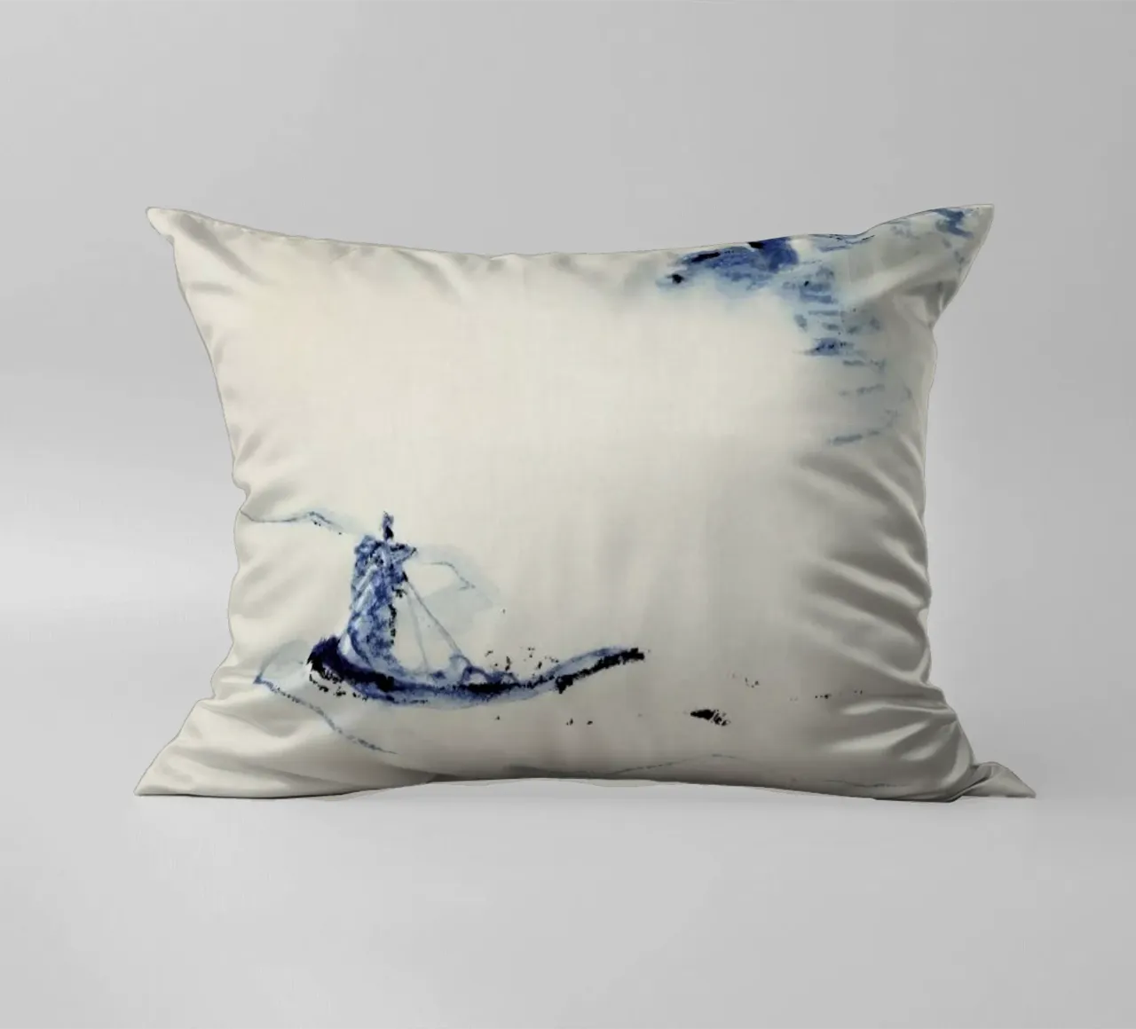 Hokusai - A Person in a Small Boat on a River with Mount Fuji in the Background III cuscino da Vintage by JUNIQE