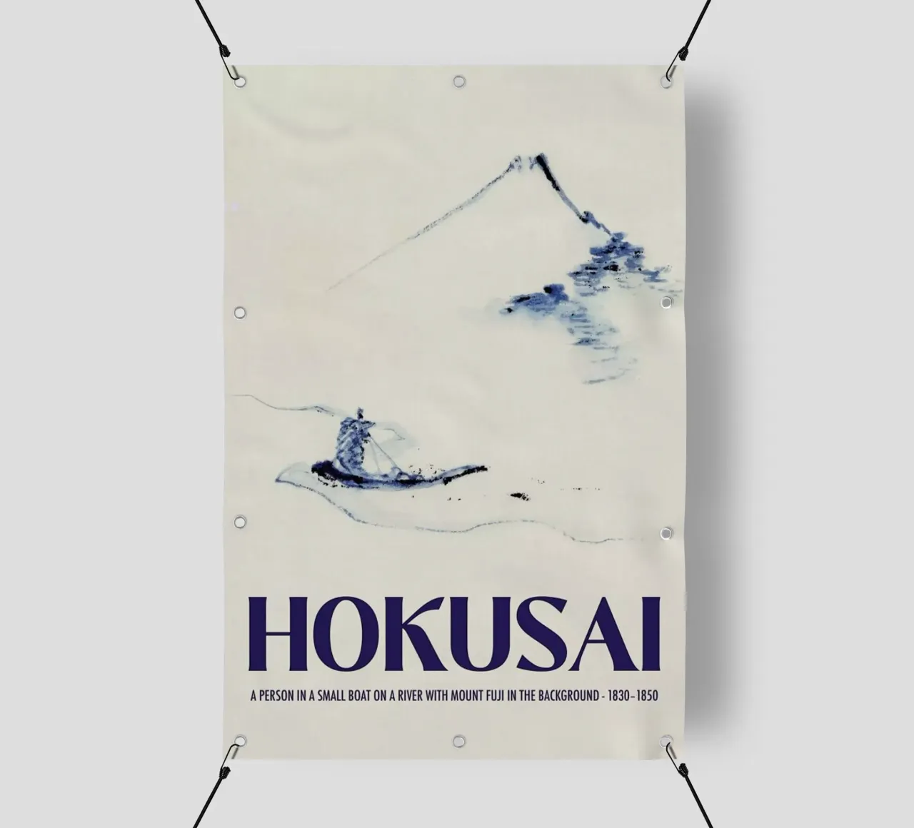Hokusai - A Person in a Small Boat on a River with Mount Fuji in the Background III telo in pvc da Vintage by JUNIQE