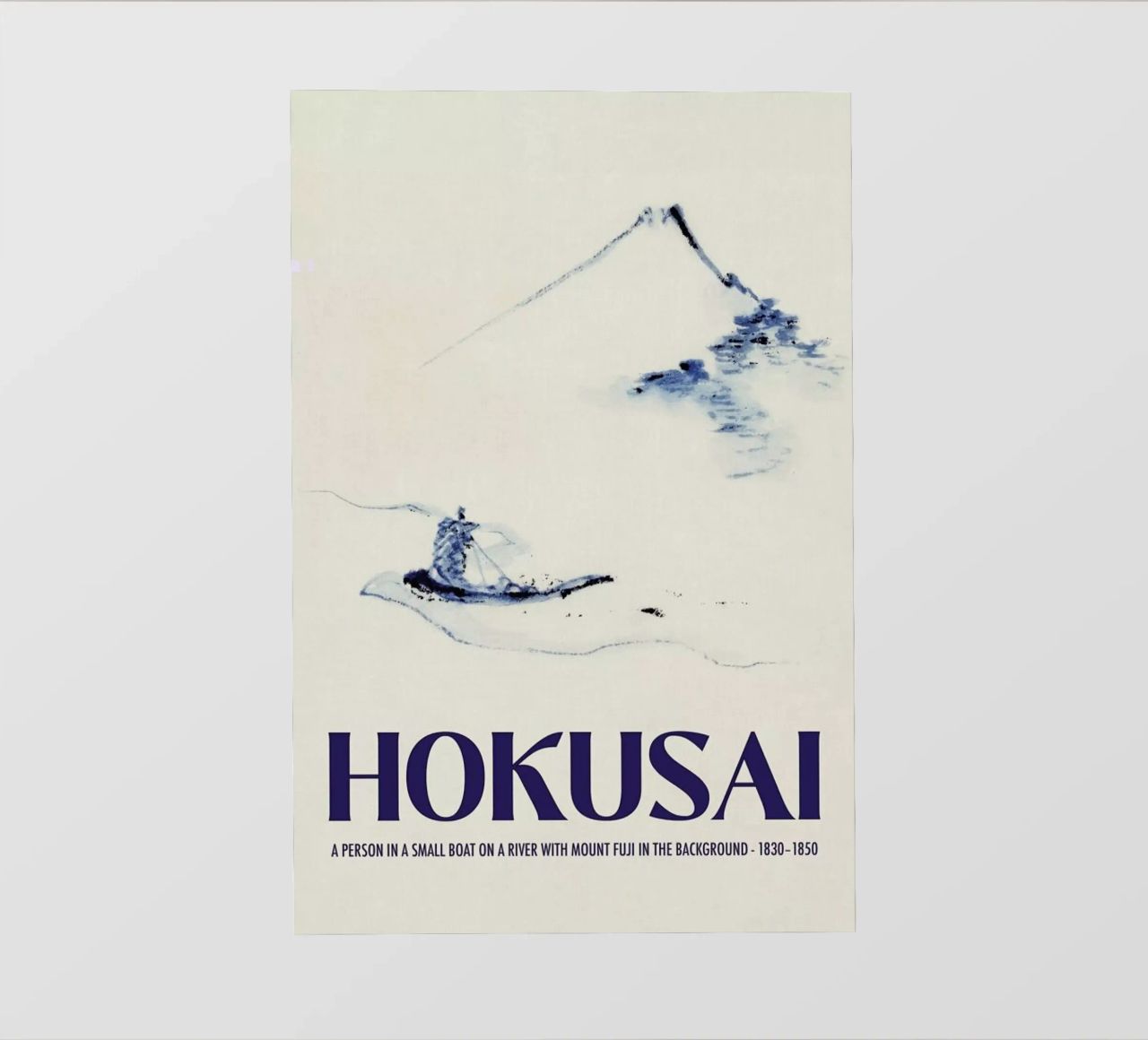 Hokusai - A Person in a Small Boat on a River with Mount Fuji in the Background III bâche pvc de Vintage by JUNIQE