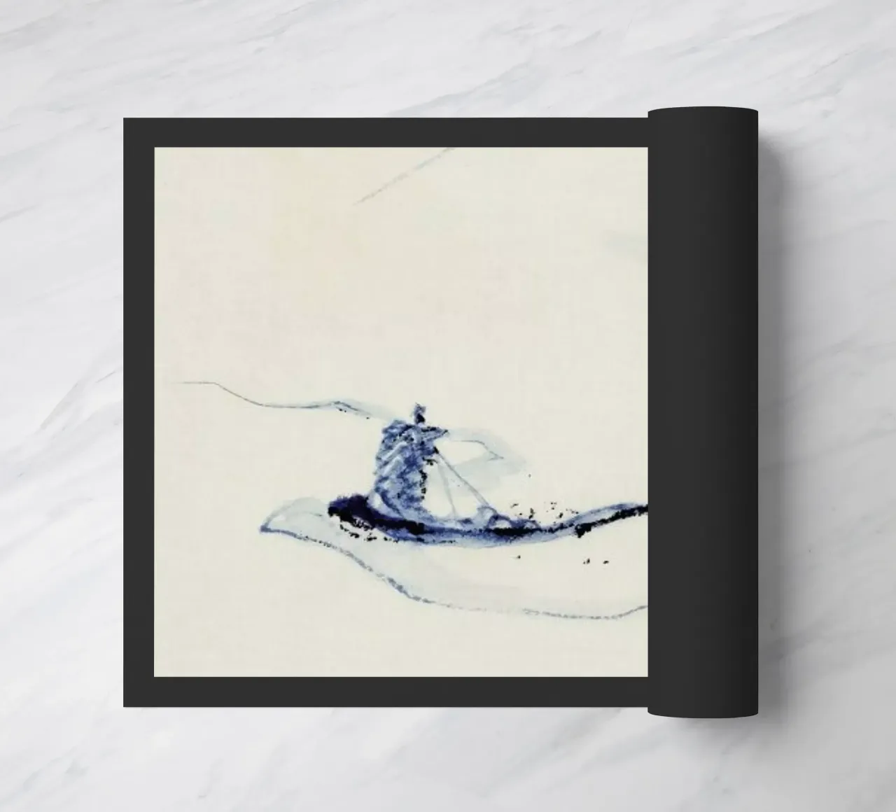 Hokusai - A Person in a Small Boat on a River with Mount Fuji in the Background III zerbino da Vintage by JUNIQE