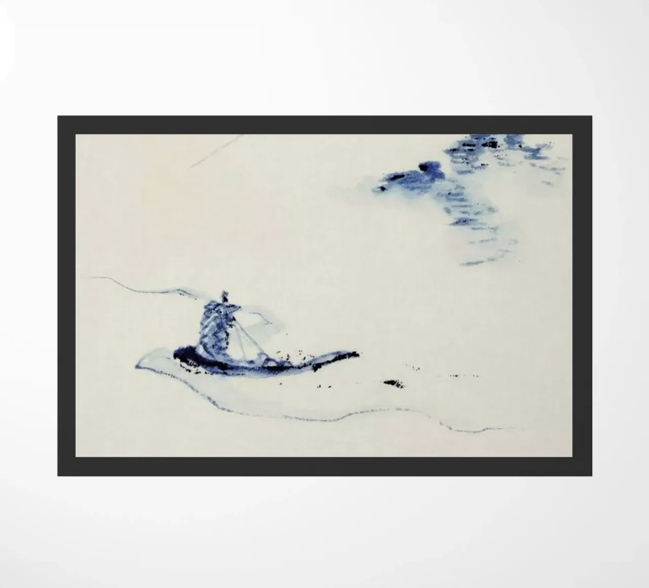 Hokusai - A Person in a Small Boat on a River with Mount Fuji in the Background III zerbino da Vintage by JUNIQE