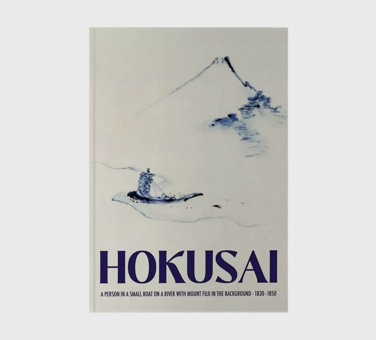 Hokusai - A Person in a Small Boat on a River with Mount Fuji in the Background III Notizbuch von Vintage by JUNIQE