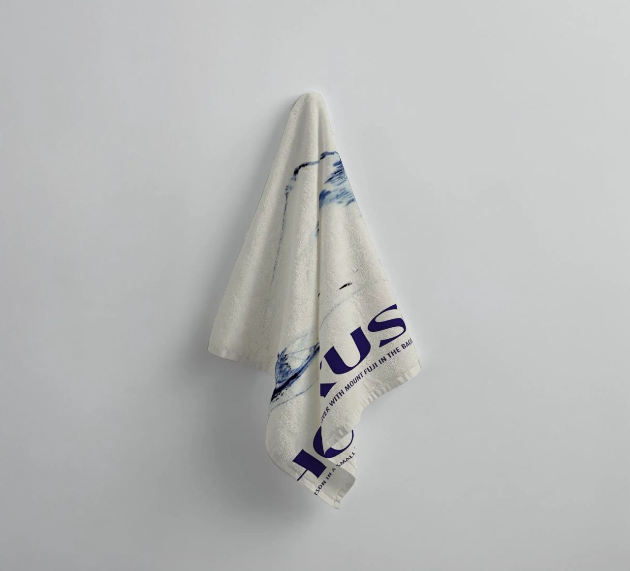 Hokusai - A Person in a Small Boat on a River with Mount Fuji in the Background III towel by Vintage by JUNIQE
