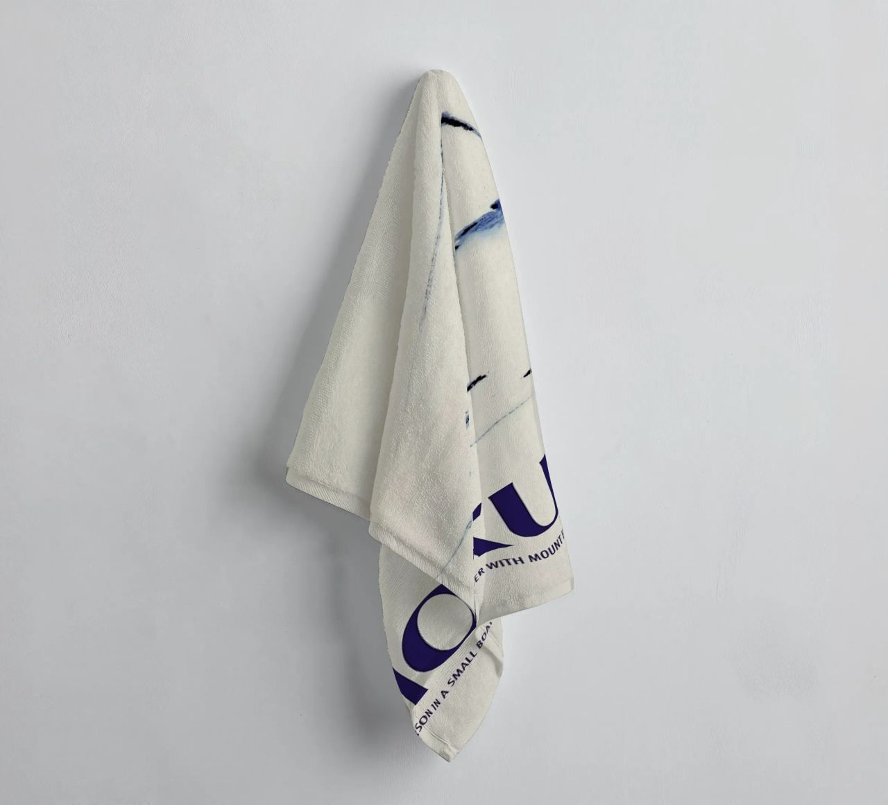 Hokusai - A Person in a Small Boat on a River with Mount Fuji in the Background III towel by Vintage by JUNIQE