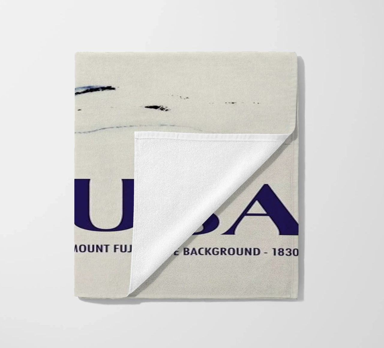 Hokusai - A Person in a Small Boat on a River with Mount Fuji in the Background III beach towel by Vintage by JUNIQE