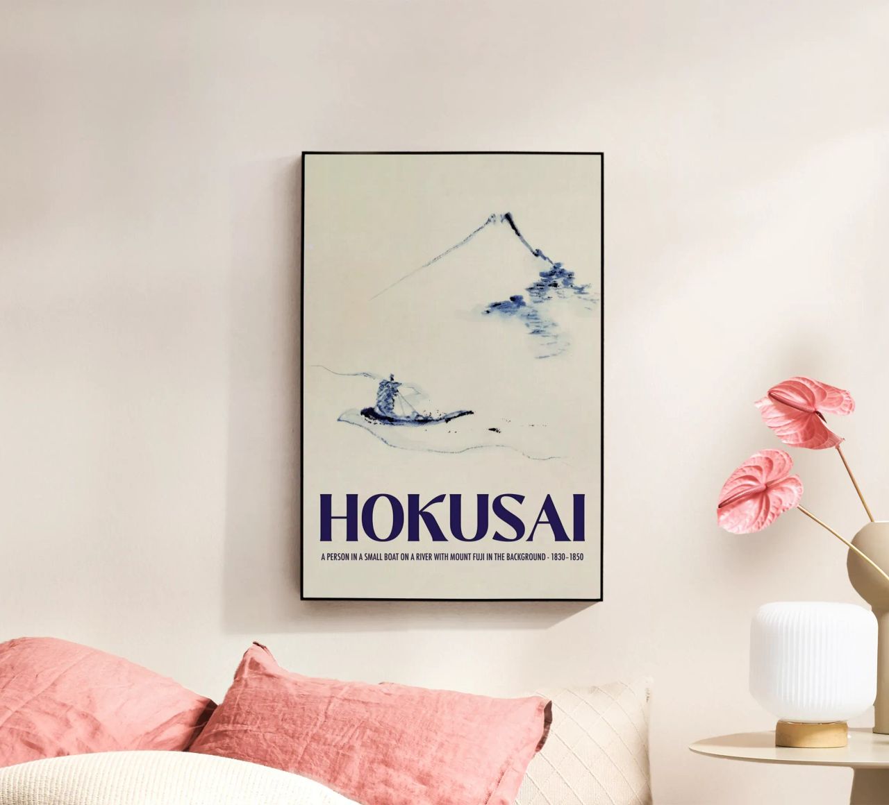 Hokusai - A Person in a Small Boat on a River with Mount Fuji in the Background III plexiglas de Vintage by JUNIQE