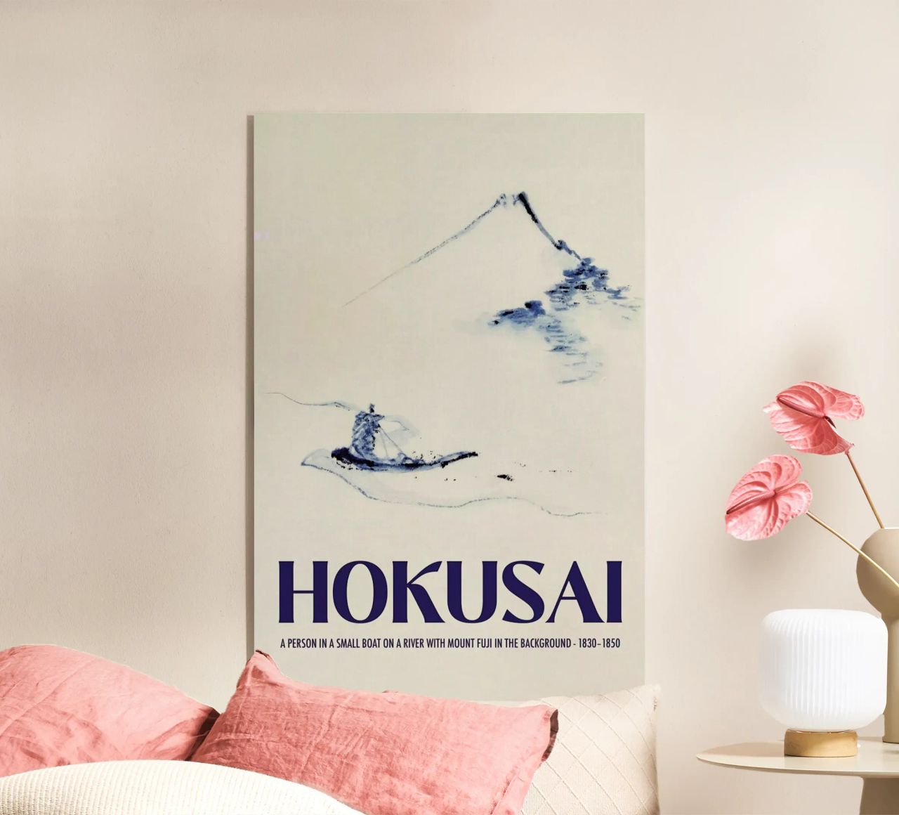 Hokusai - A Person in a Small Boat on a River with Mount Fuji in the Background III plexiglas de Vintage by JUNIQE