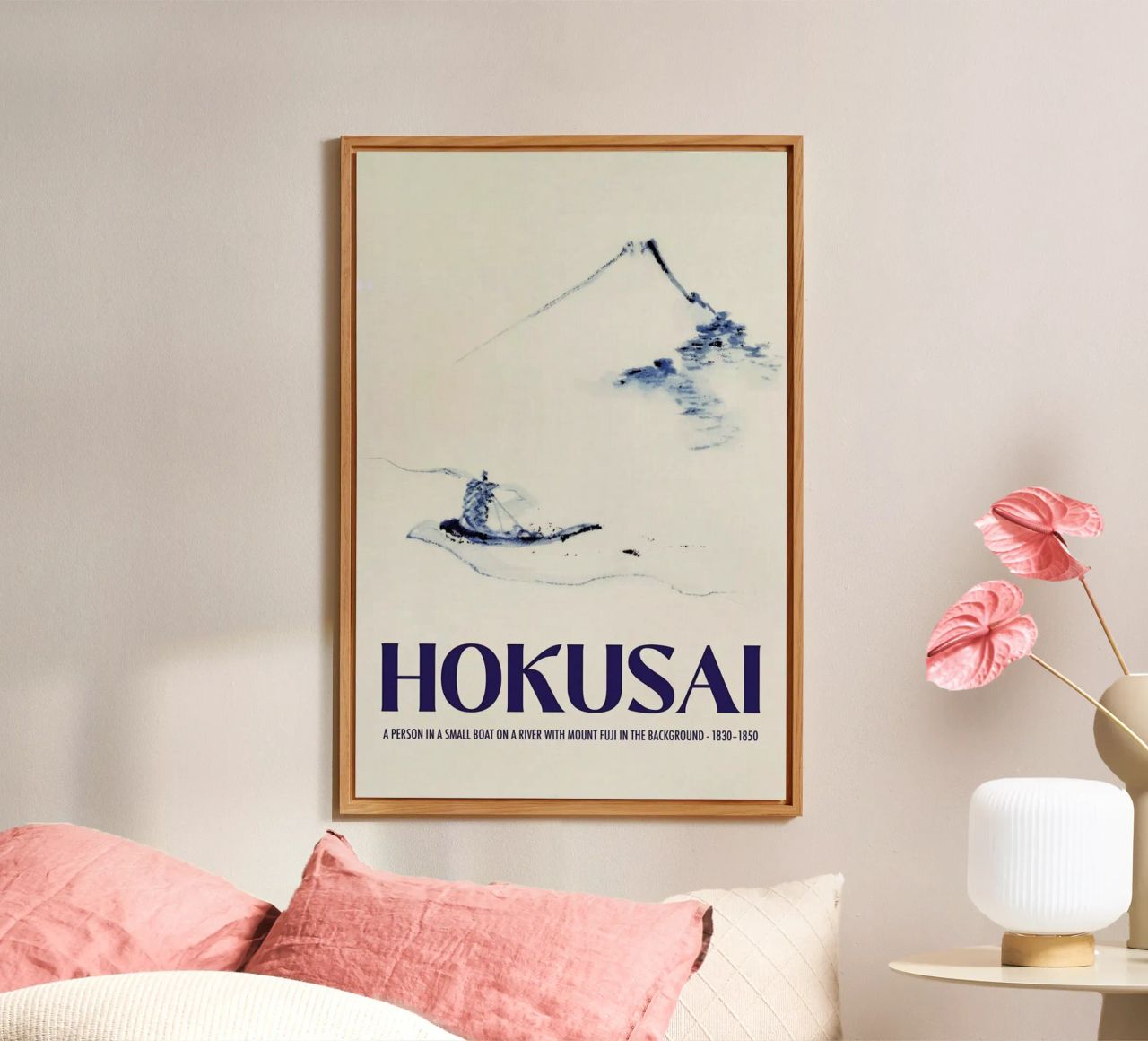 Hokusai - A Person in a Small Boat on a River with Mount Fuji in the Background III alu-dibond by Vintage by JUNIQE