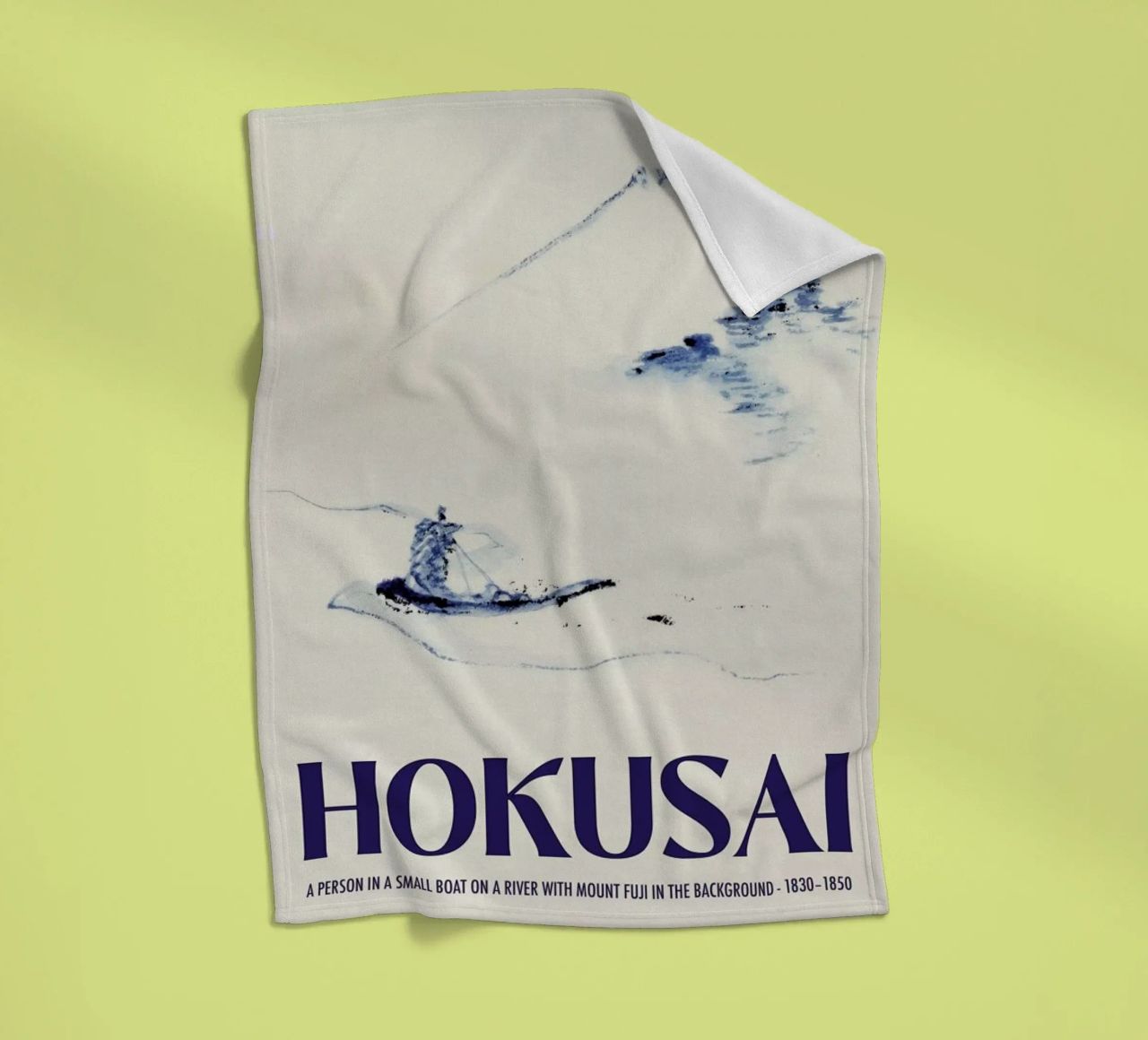 Hokusai - A Person in a Small Boat on a River with Mount Fuji in the Background III fleece blanket by Vintage by JUNIQE