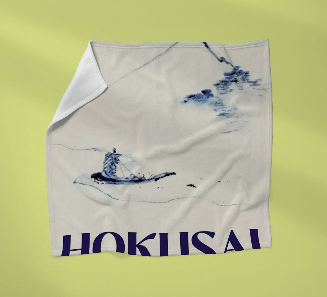 Hokusai - A Person in a Small Boat on a River with Mount Fuji in the Background III fleece blanket by Vintage by JUNIQE