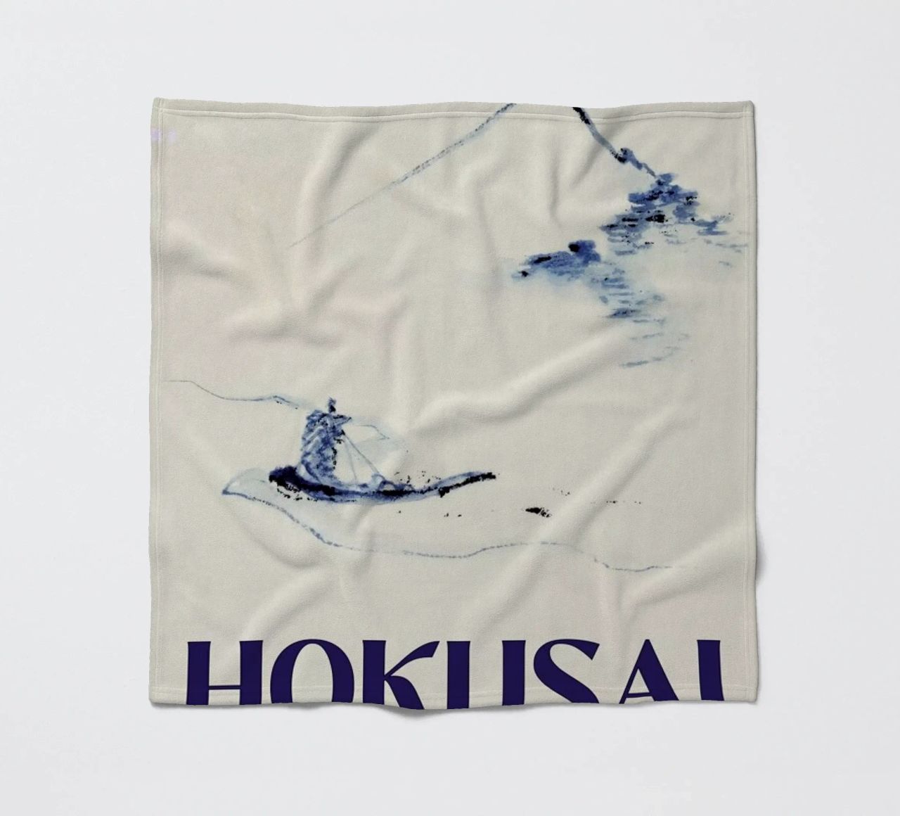 Hokusai - A Person in a Small Boat on a River with Mount Fuji in the Background III fleece blanket by Vintage by JUNIQE