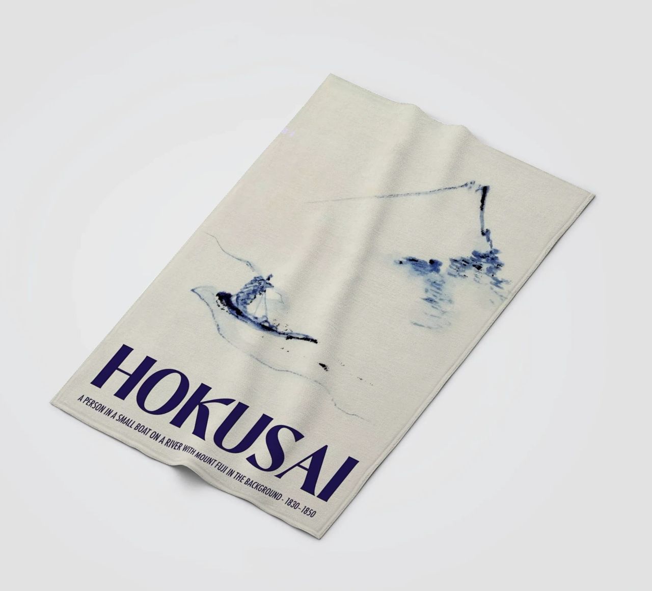 Hokusai - A Person in a Small Boat on a River with Mount Fuji in the Background III fleece blanket by Vintage by JUNIQE