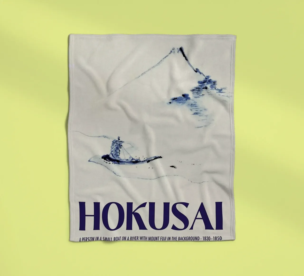 Hokusai - A Person in a Small Boat on a River with Mount Fuji in the Background III coperta in pile da Vintage by JUNIQE