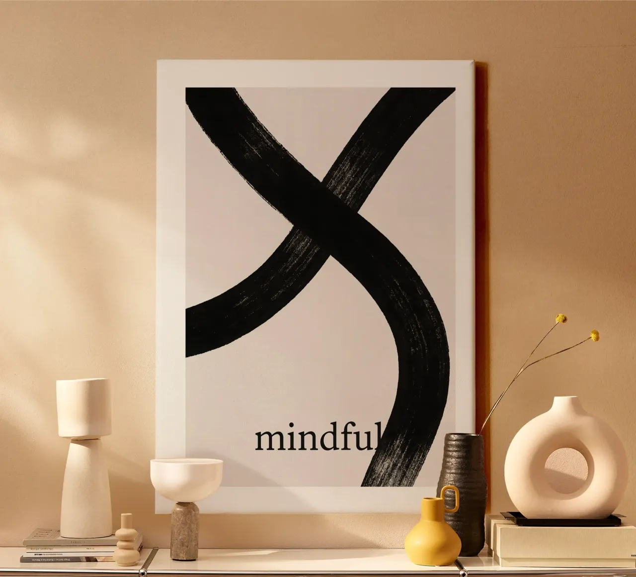 Mindful Flow - the art of mindfulness canvas with Floater frame by Kunst und Kontrast