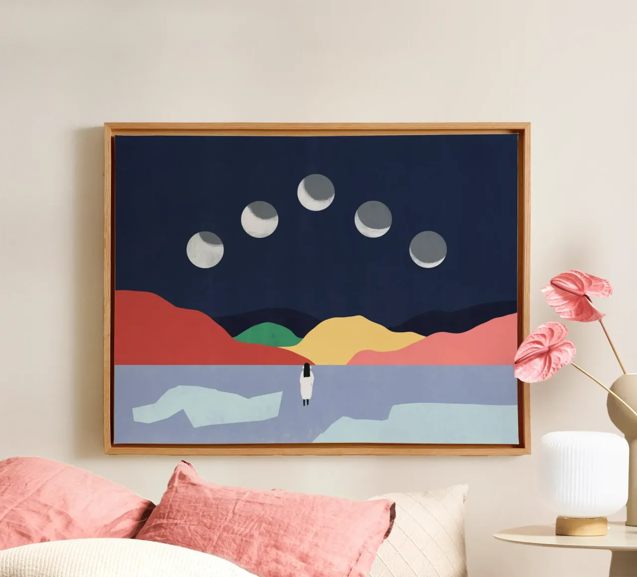 Parlare con le fasi lunari tela con Cornice a cassetta da Little Dean