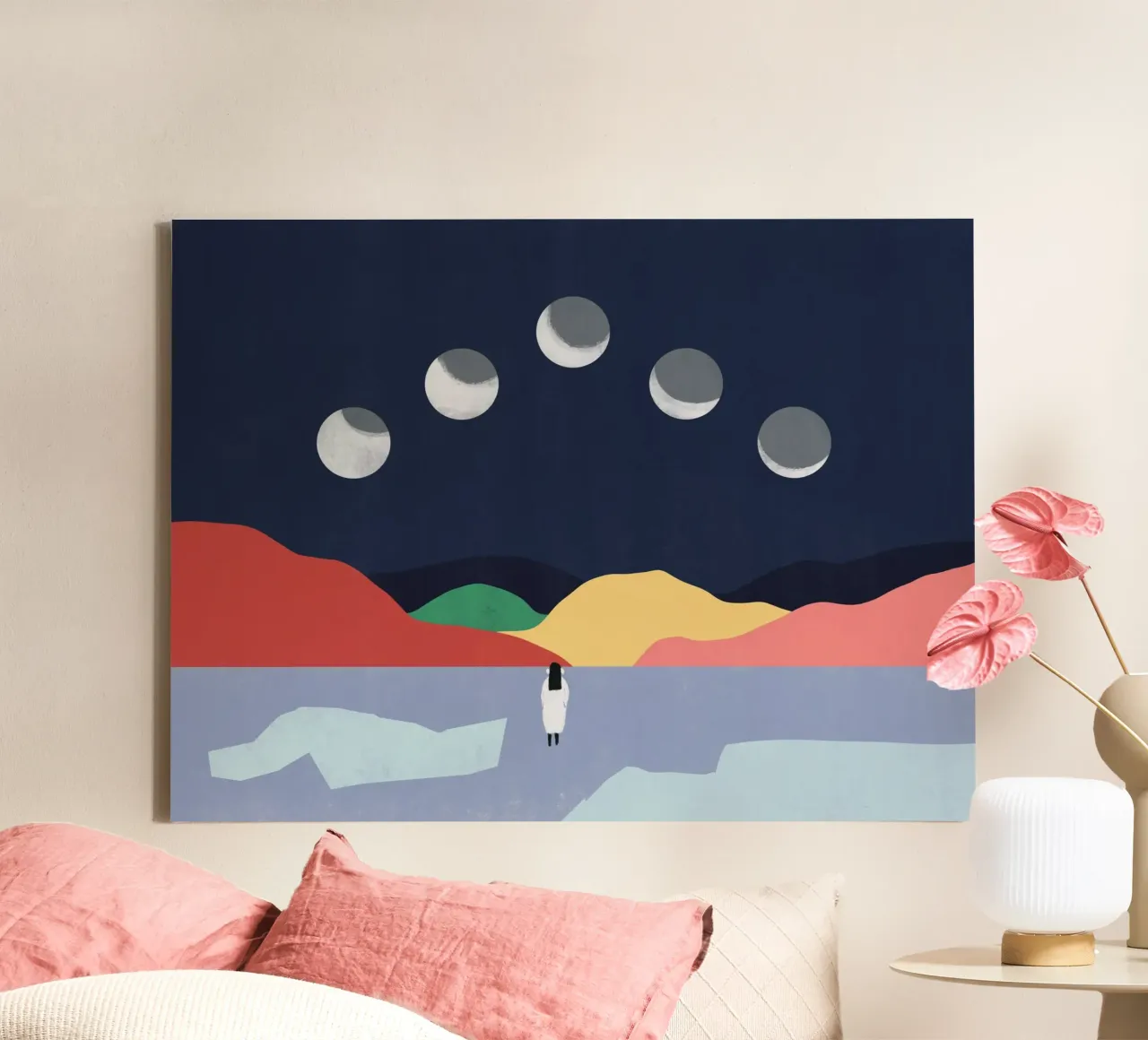 Parlare con le fasi lunari tela con Cornice a cassetta da Little Dean