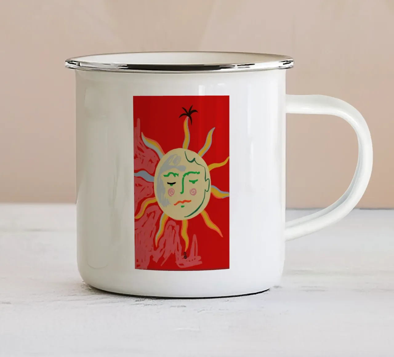 Helios tazza in smalto da Sandra Poliakov