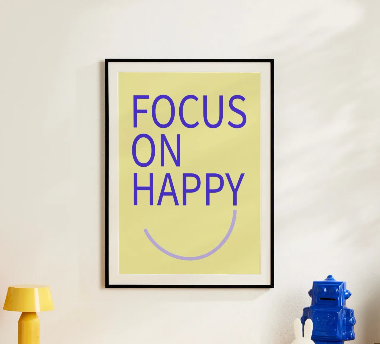 FOCUS ON HAPPY. poster con telaio in plastica da FRICKE DESIGN