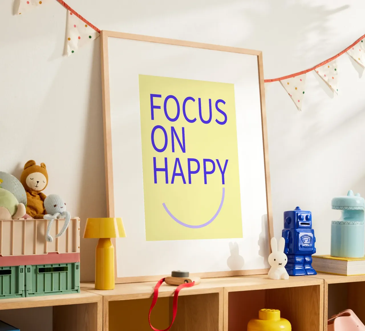 FOCUS ON HAPPY. poster con telaio in plastica da FRICKE DESIGN