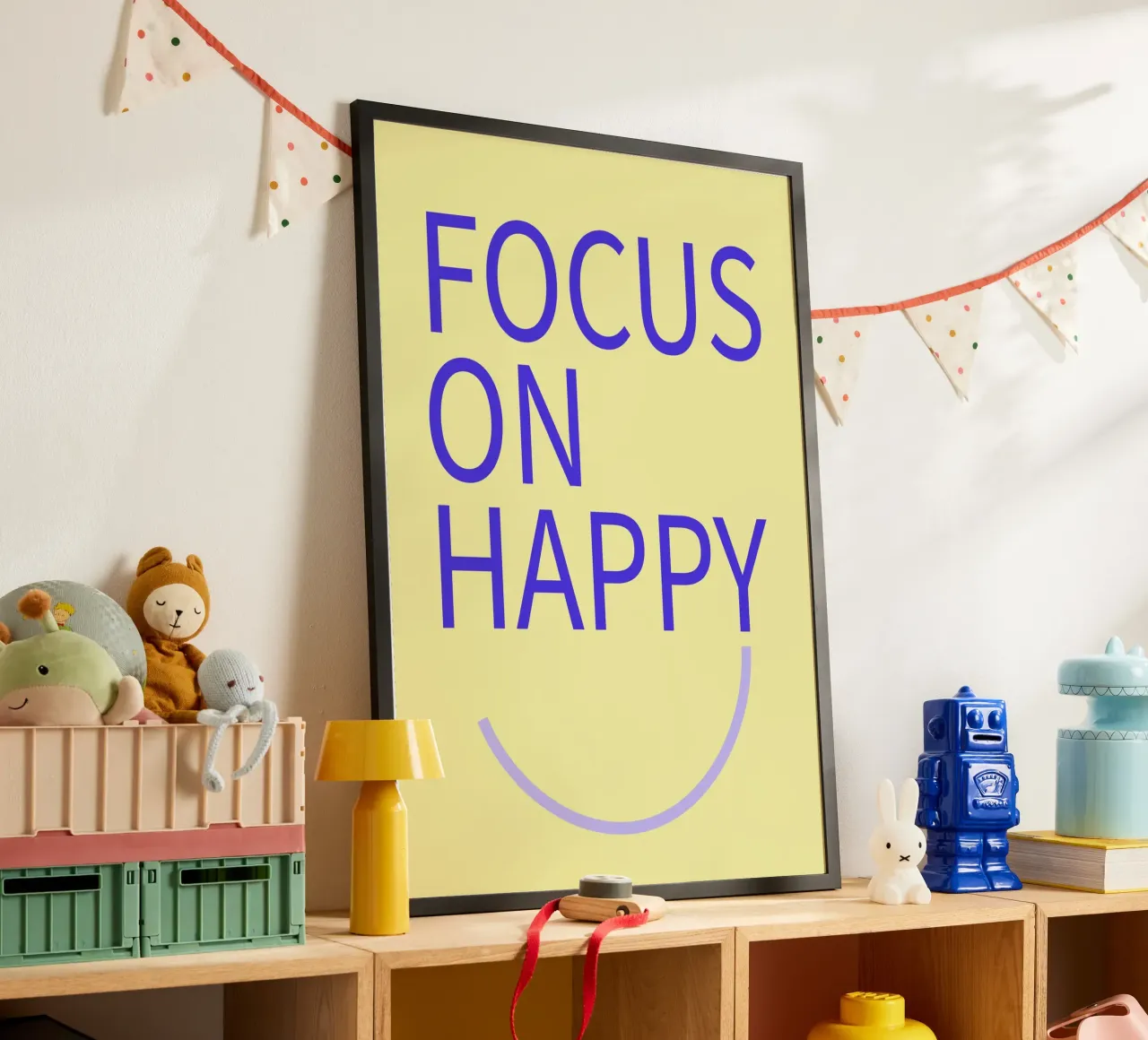 FOCUS ON HAPPY. poster con telaio in plastica da FRICKE DESIGN