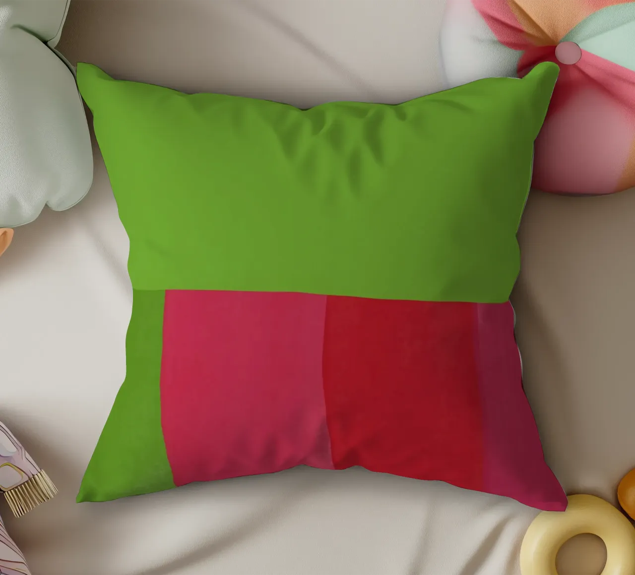 Verde e rosso di colore opposto cuscino da Little Dean