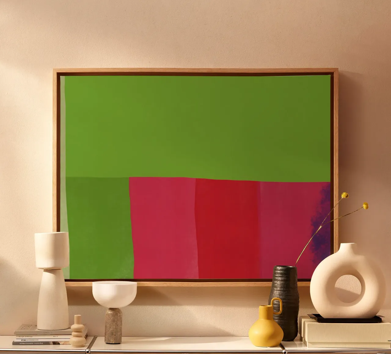 Green and red opposite color canvas by Little Dean