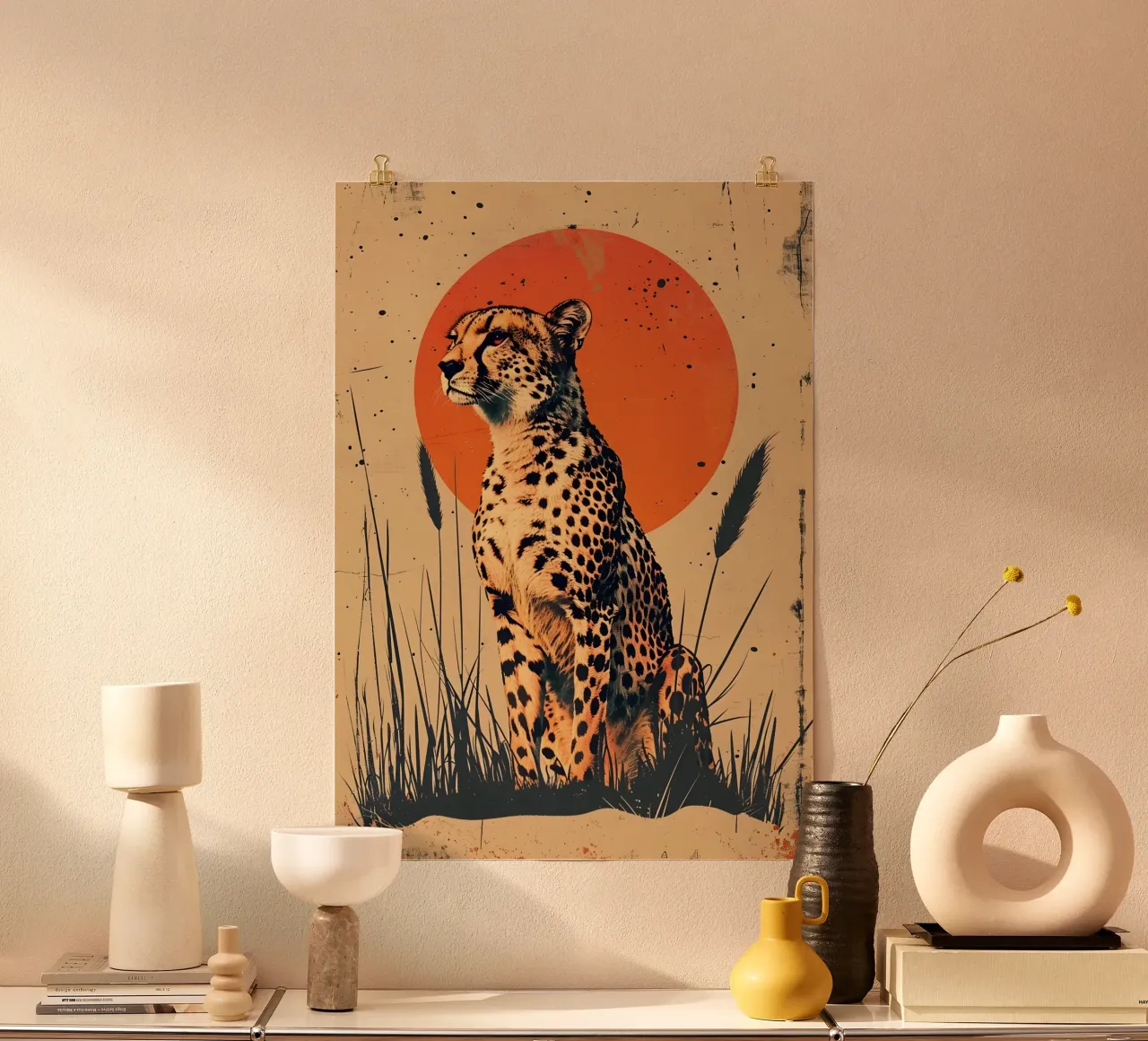 Gepard Vintage Grafik carta hahnemühle da WILD ART