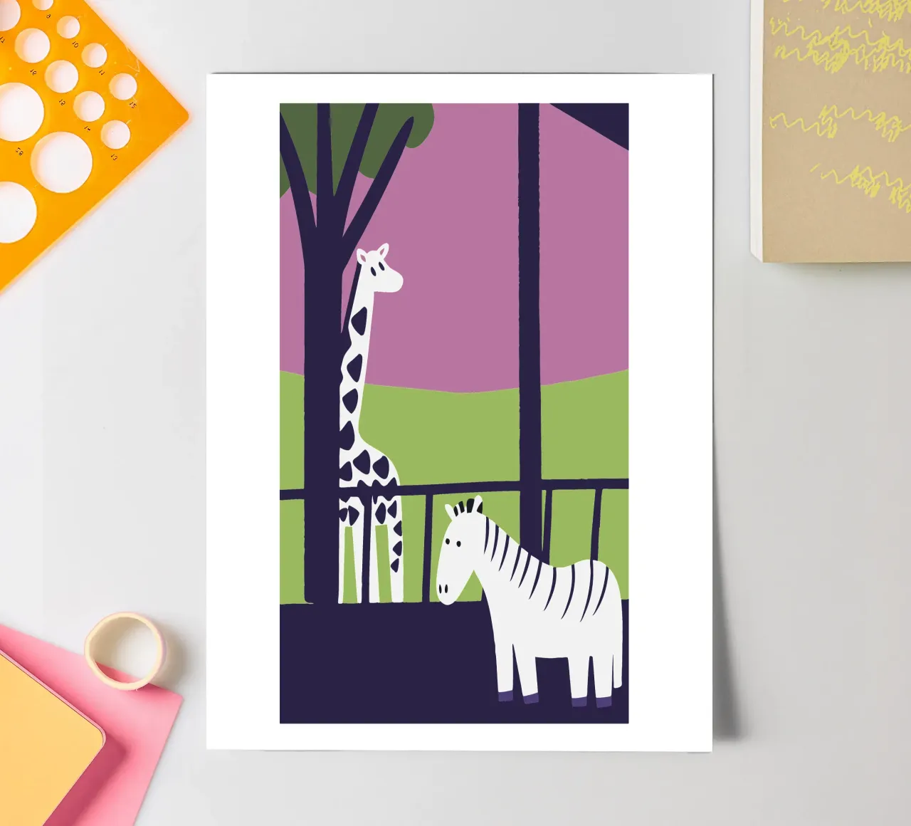 Giraffa e zebra foglio adesivo da TRENDY POSTER SHOP