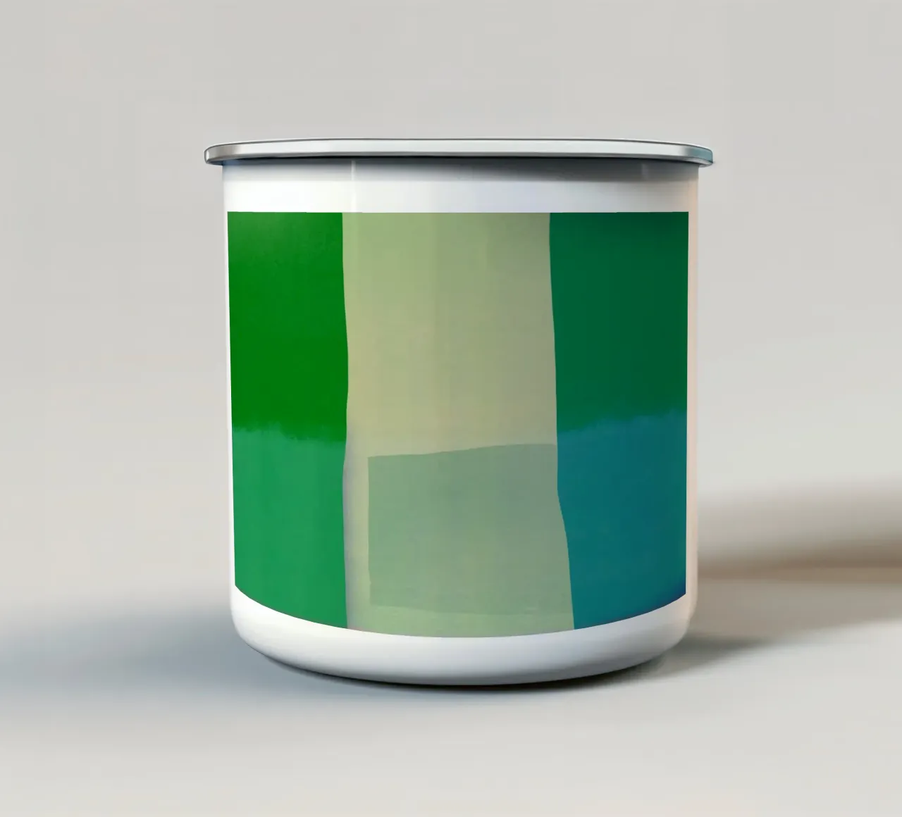 Collage di colori quadrati verdi tazza in smalto da Little Dean