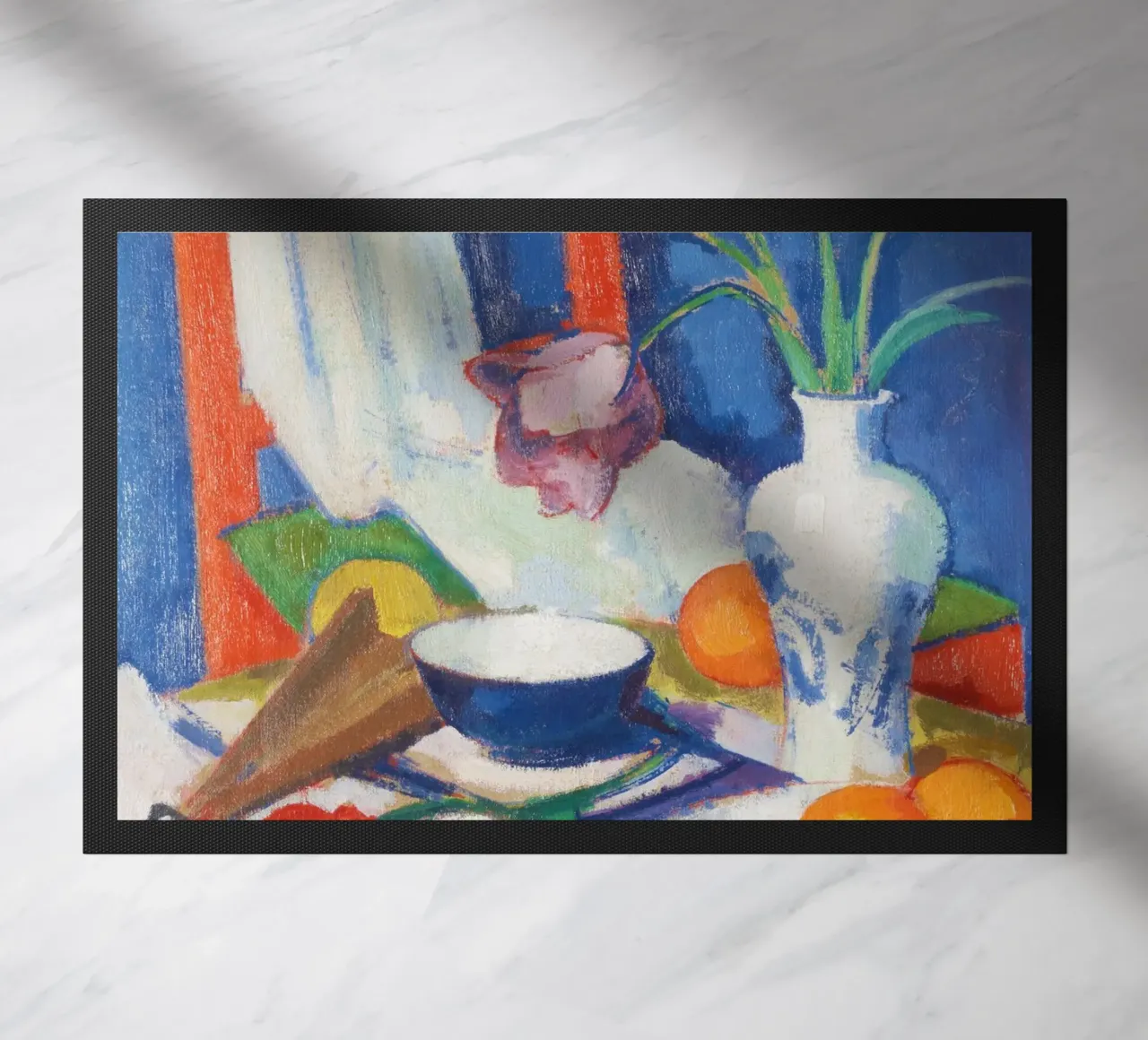 “Still Life with Tulips and Oranges” by Samuel John Peploe doormat by Pretty Flowers Vintage Botanicals