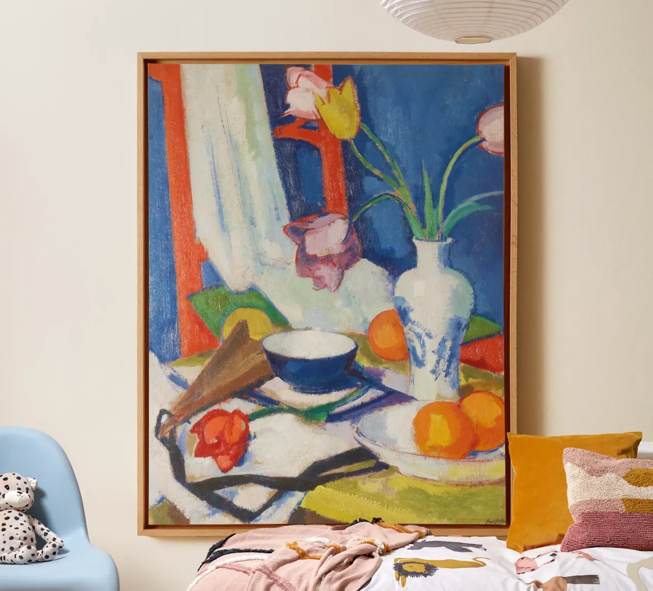 “Still Life with Tulips and Oranges” by Samuel John Peploe canvas with Floater frame by Pretty Flowers Vintage Botanicals