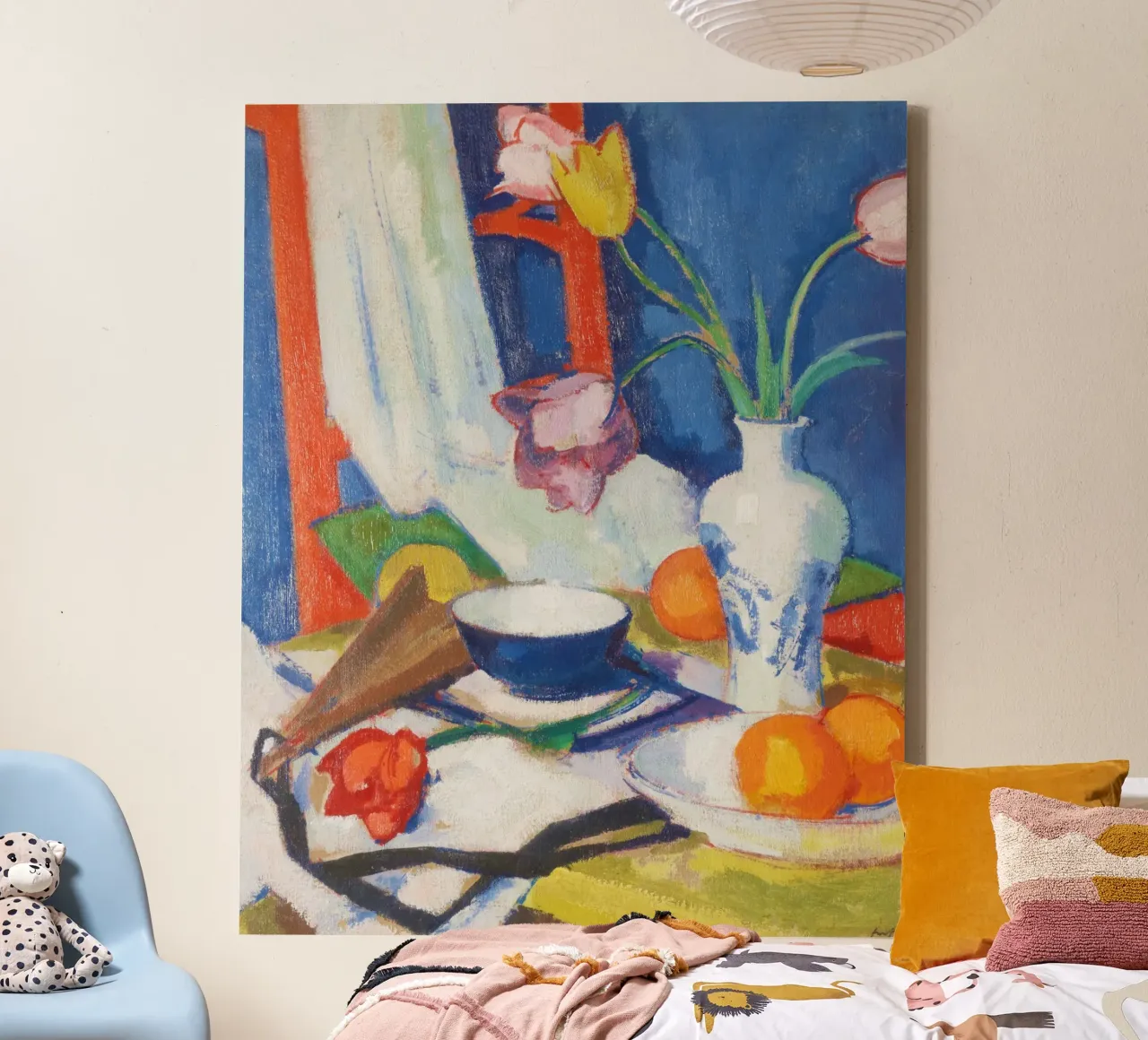 “Still Life with Tulips and Oranges” by Samuel John Peploe canvas with Floater frame by Pretty Flowers Vintage Botanicals