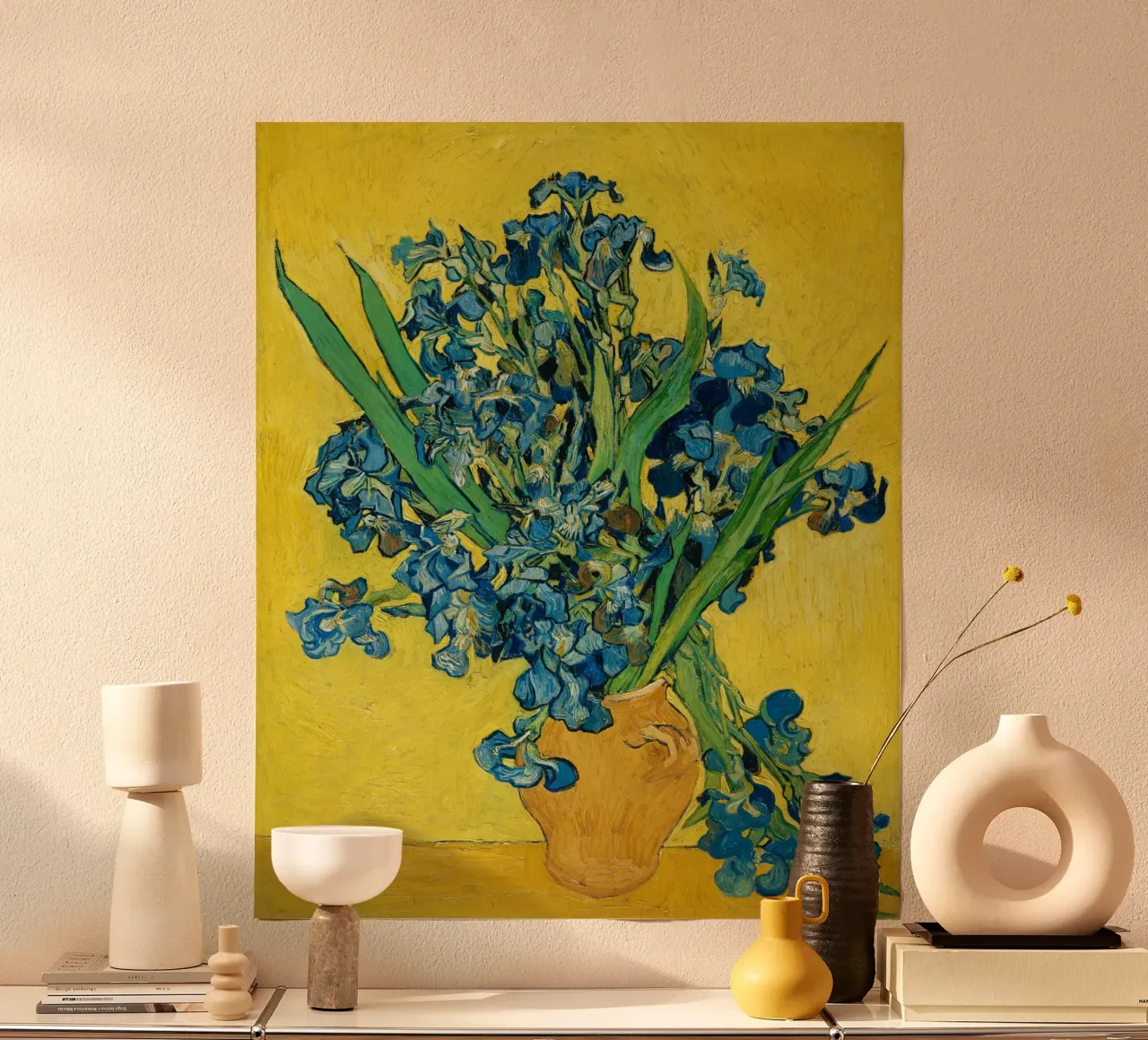"Iris" (1889) di Vincent van Gogh poster con telaio in legno da Venus Art